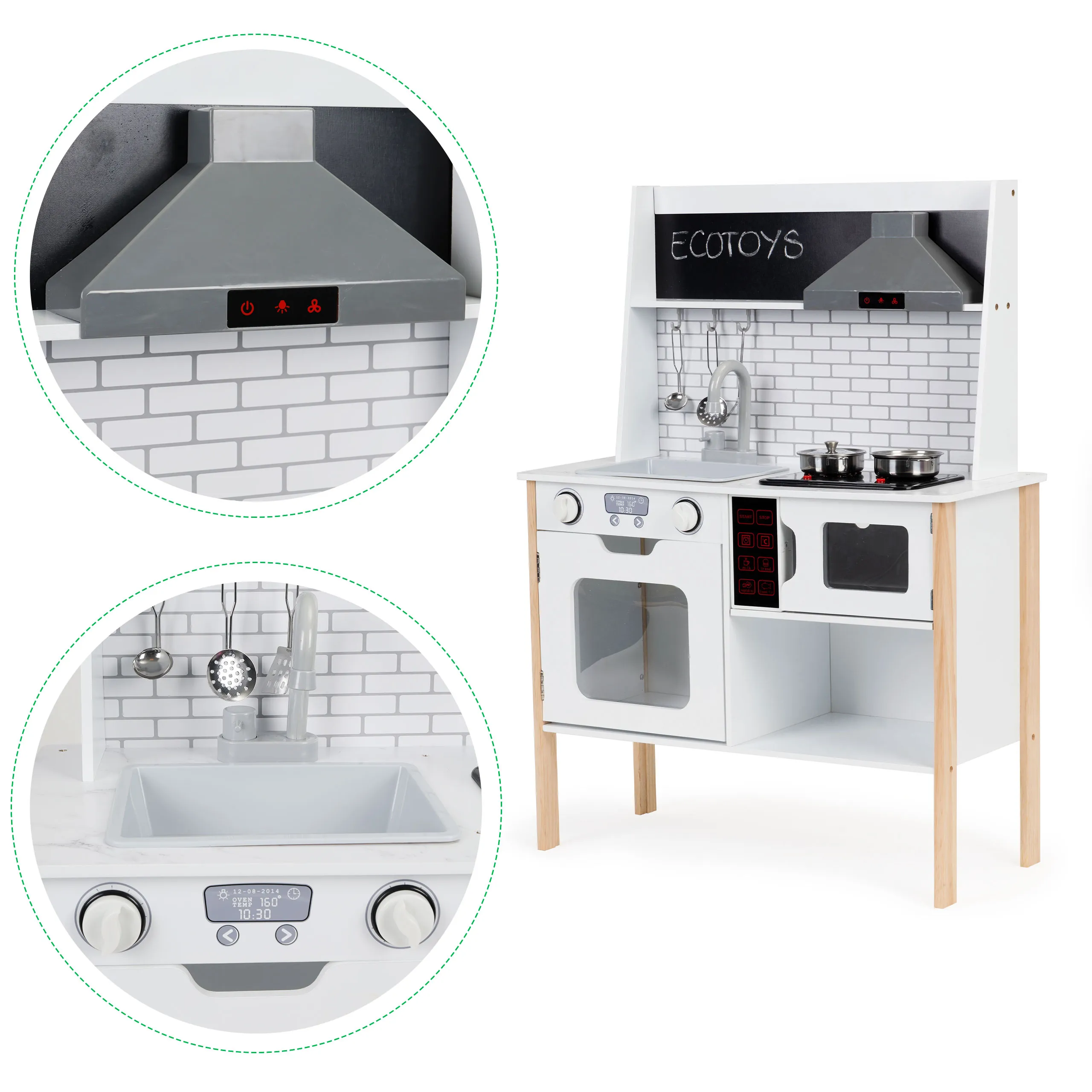 ecotoys dječja drvena kuhinja s priborom i led osvjetljenjem plk537 - slika 6
