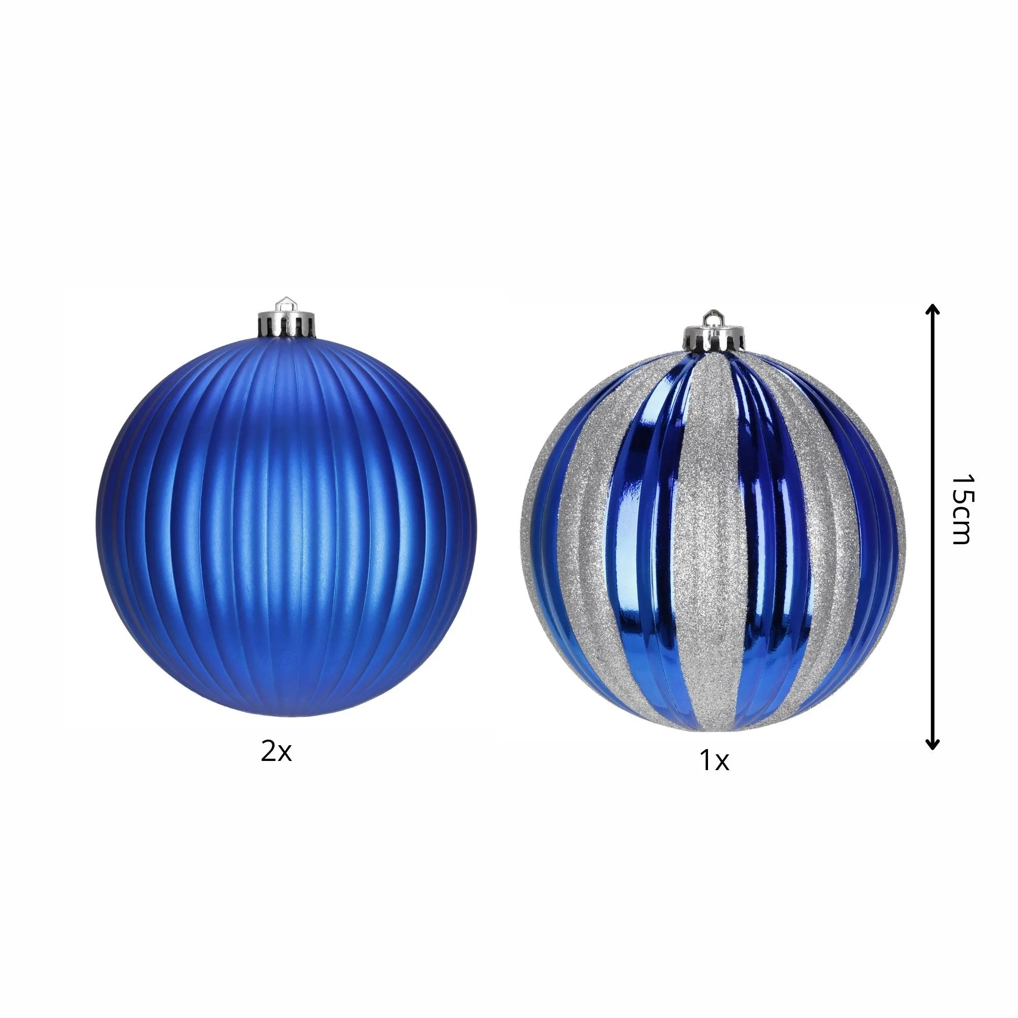 božićne kuglice 15 cm – set 3 komada plava, bijela - slika 10
