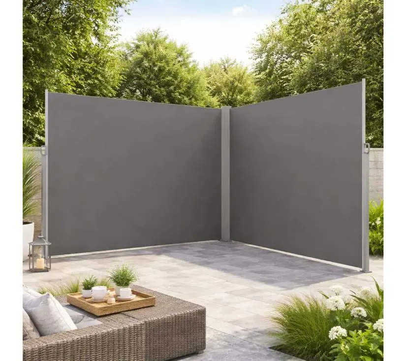 LUARO kutna bočna tenda za terasu, uvlačiva 180 x 620 cm, siva - Pribislavec