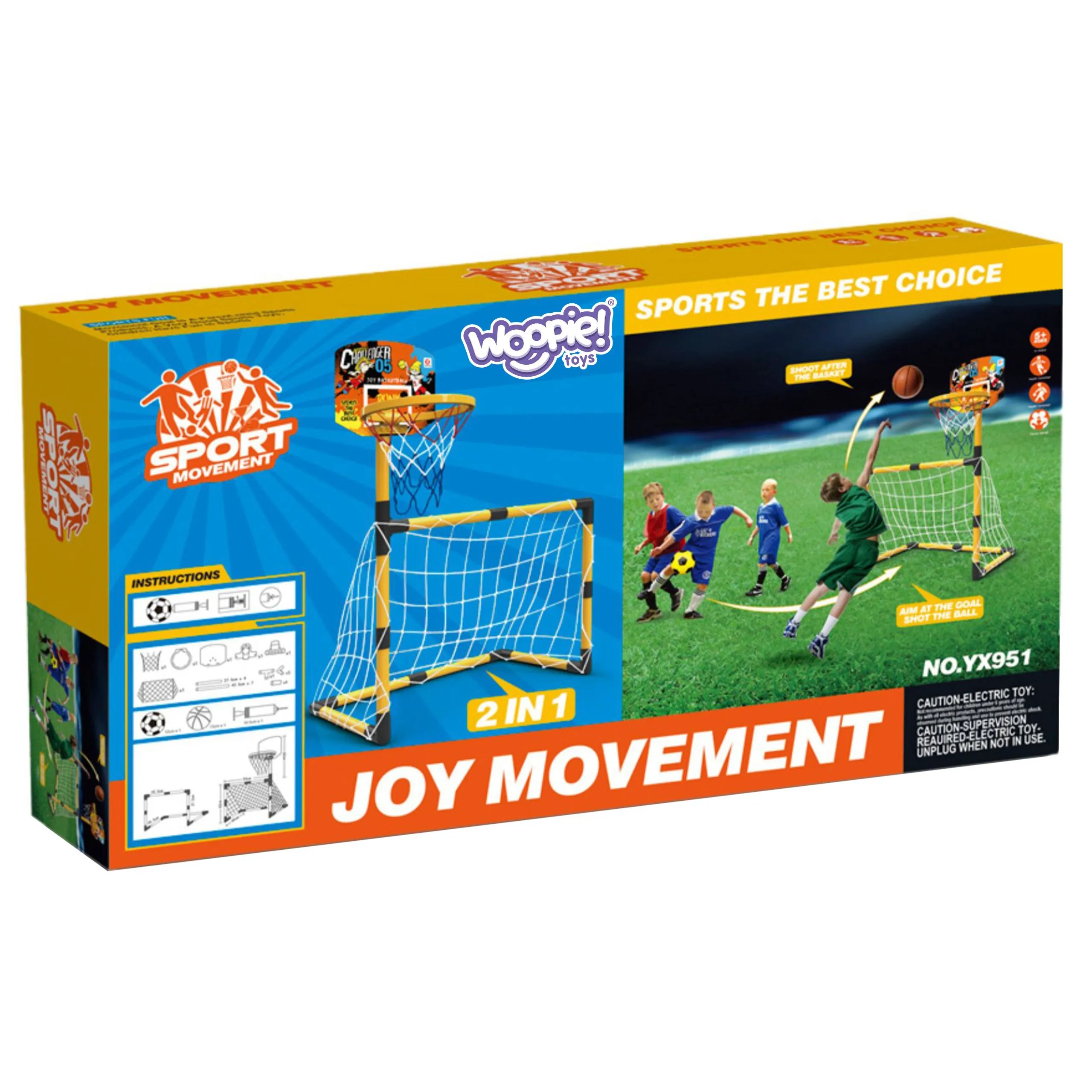 woopie set 2 u 1 " košarka, gol + lopta i pumpa - slika 6
