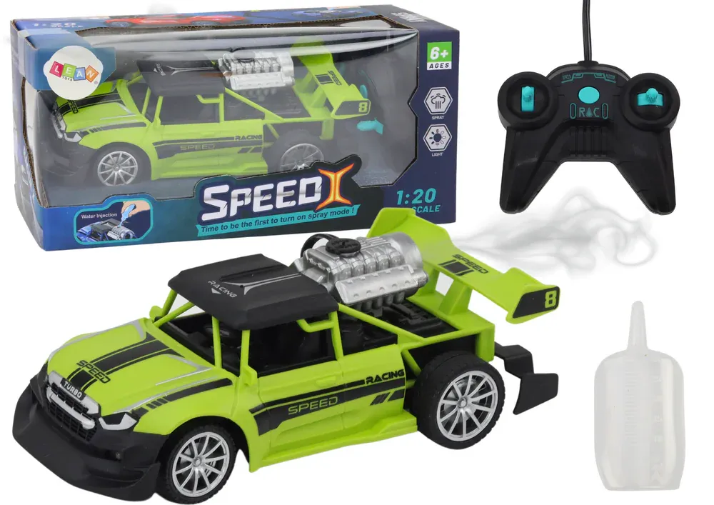speed x auto na daljinsko upravljanje s efektom dima zeleni - slika 2