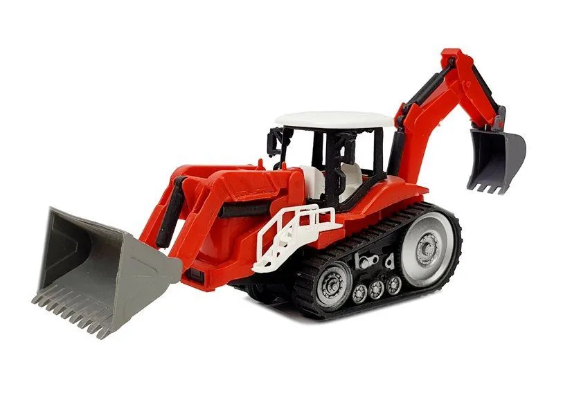set vozila monster truck s bagerom na prikolici crno - crveni - slika 5