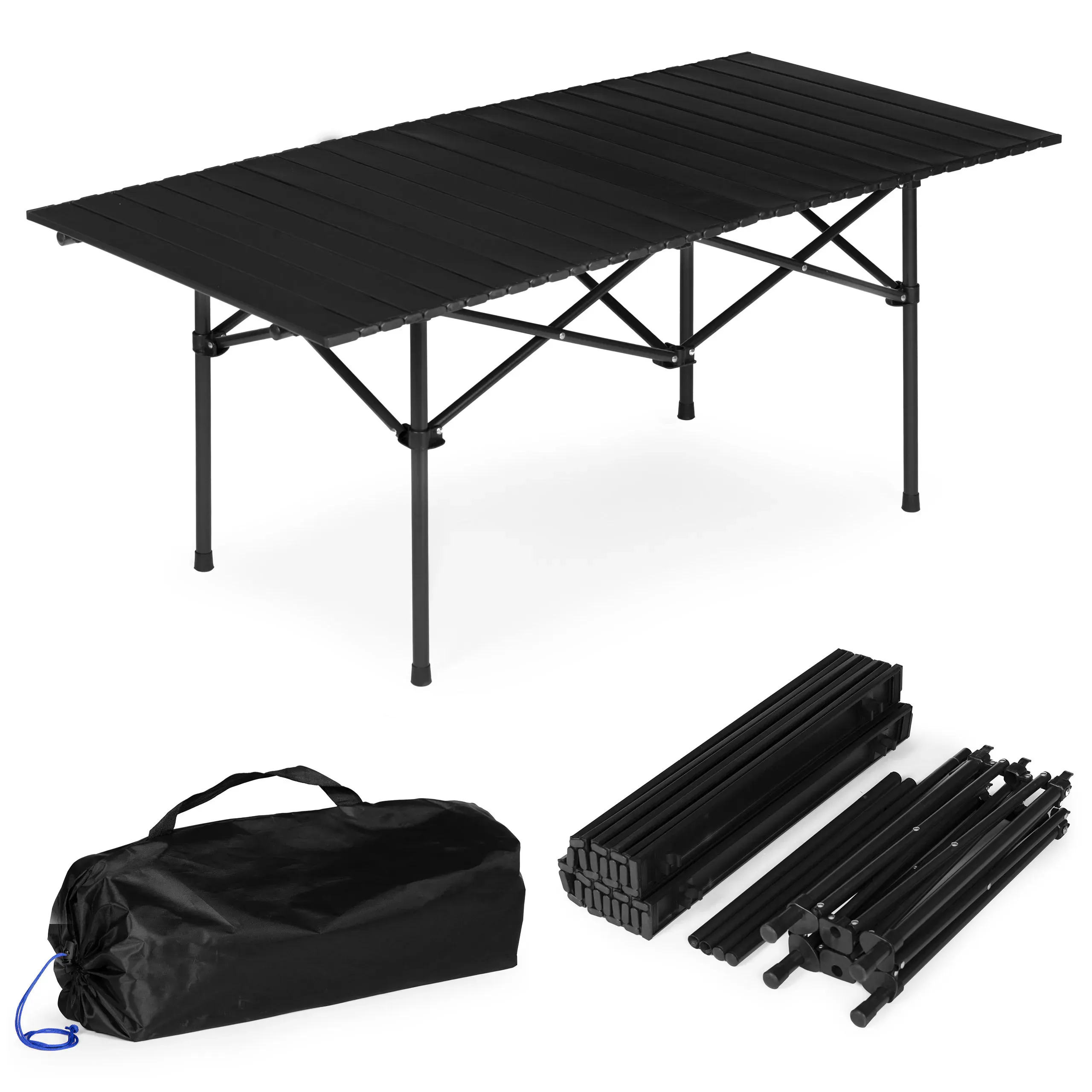 MultiGarden sklopivi kamping stol 120 × 55 cm s torbom za nošenje, crni - Pribislavec