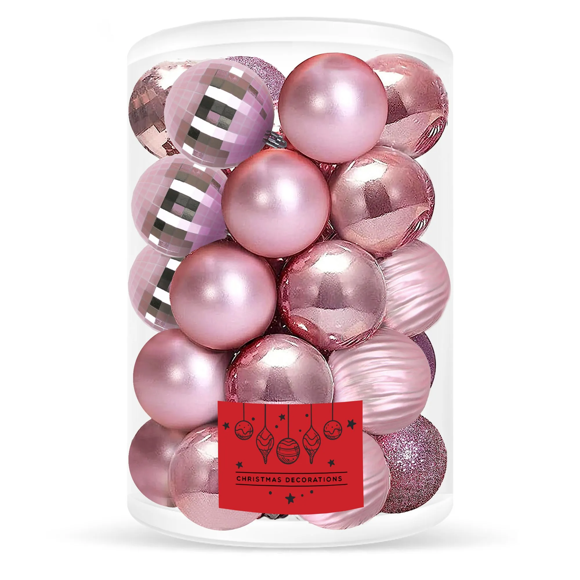 božićne kuglice 8 cm – set od 30 komada, ružičasta - slika 6