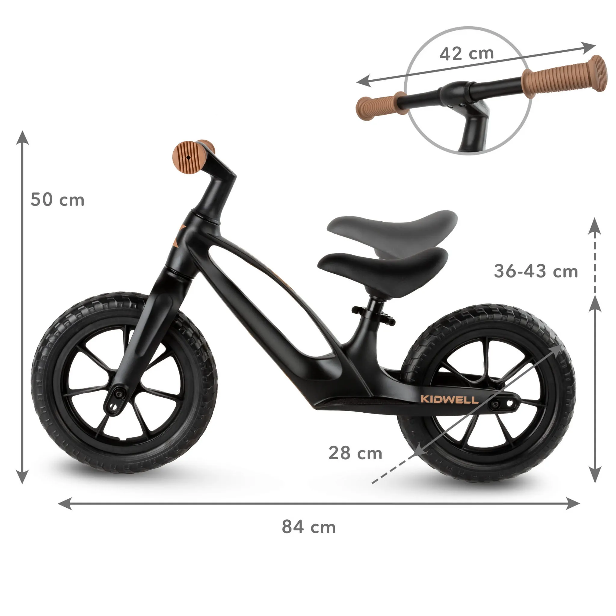 kidwell vito dječji bicikl bez pedala, crni - slika 6