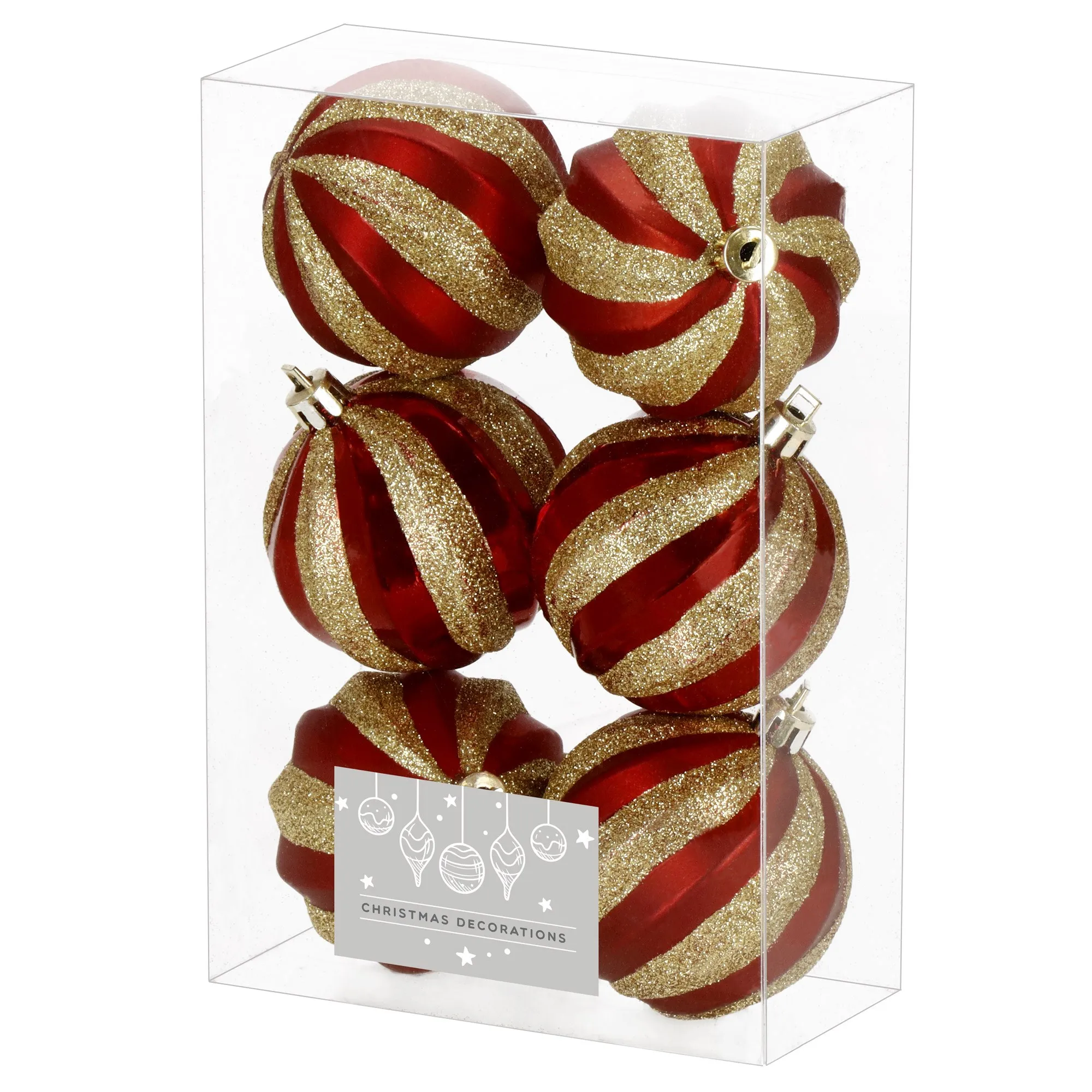 božićne kuglice 6 cm – set 6 komada crvena / zlatna - slika 7