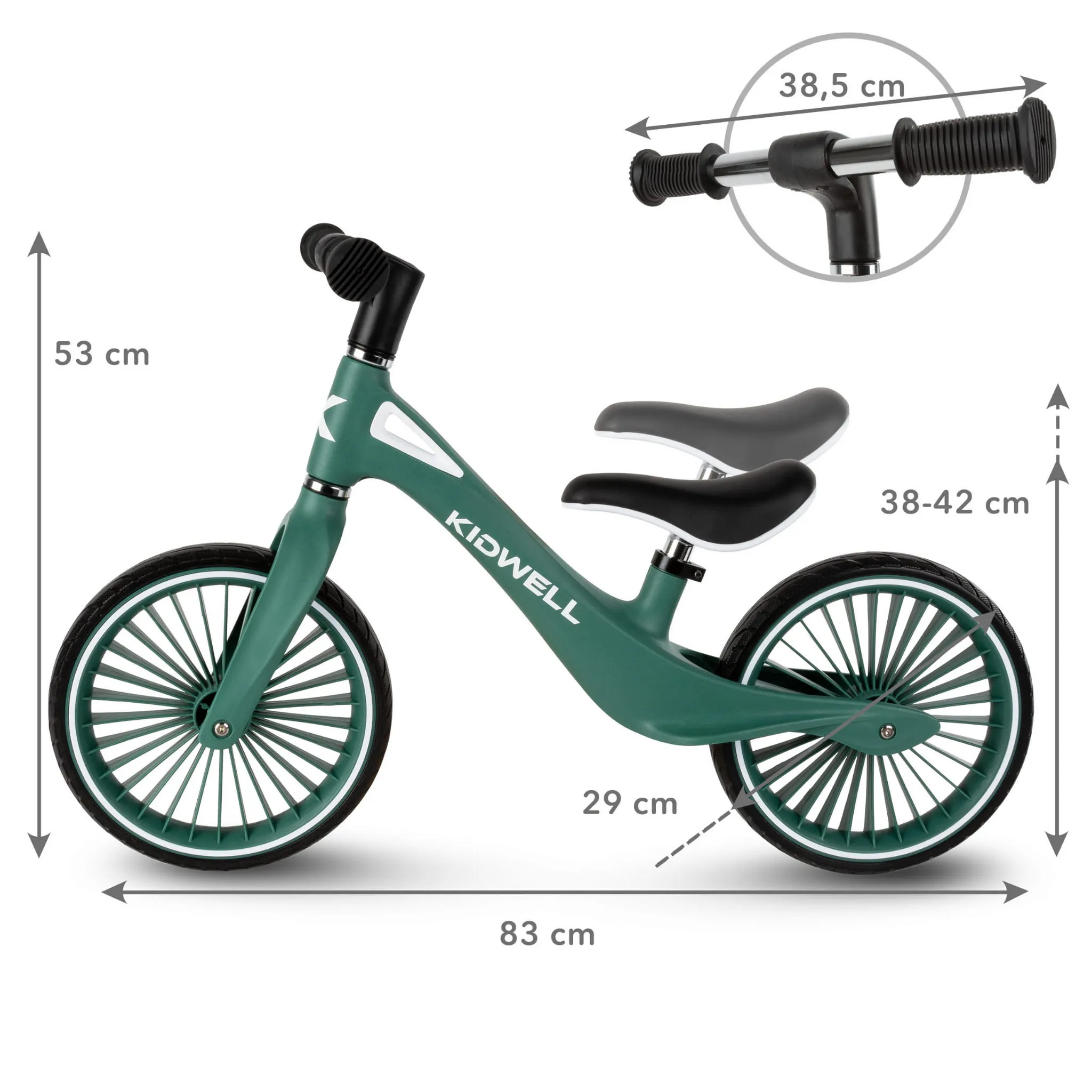 kidwell nix dječji bicikl bez pedala, tamnozeleni - slika 5