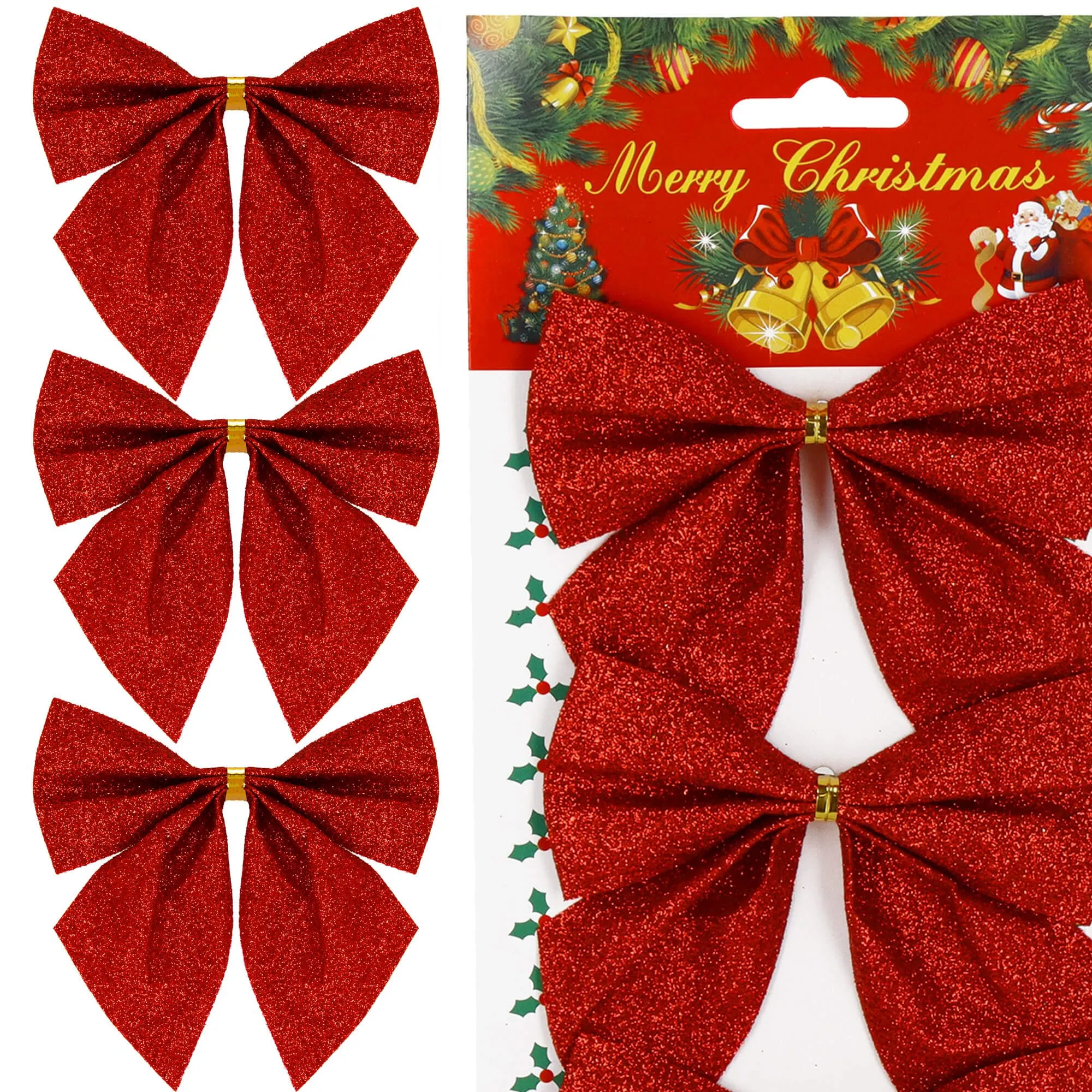 božićne mašne 11 × 11 cm – set 3 komada, crvene - slika 3