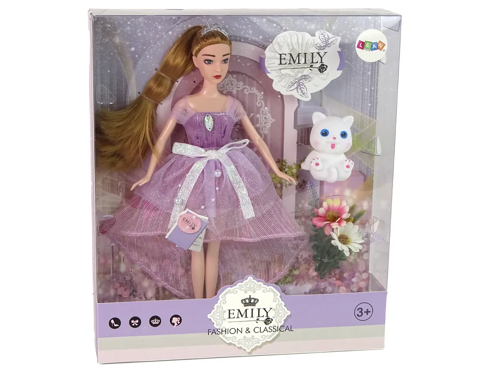 lutka emily - duga plava kosa, bijela mačka i cvijet - slika 6