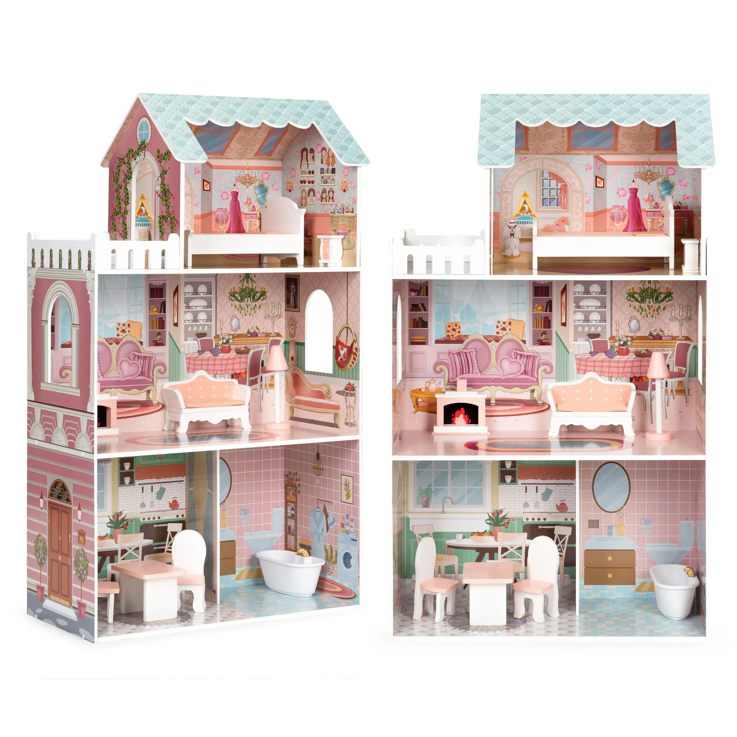 ecotoys velika kućica za barbie lutke 3 etaže - slika 1