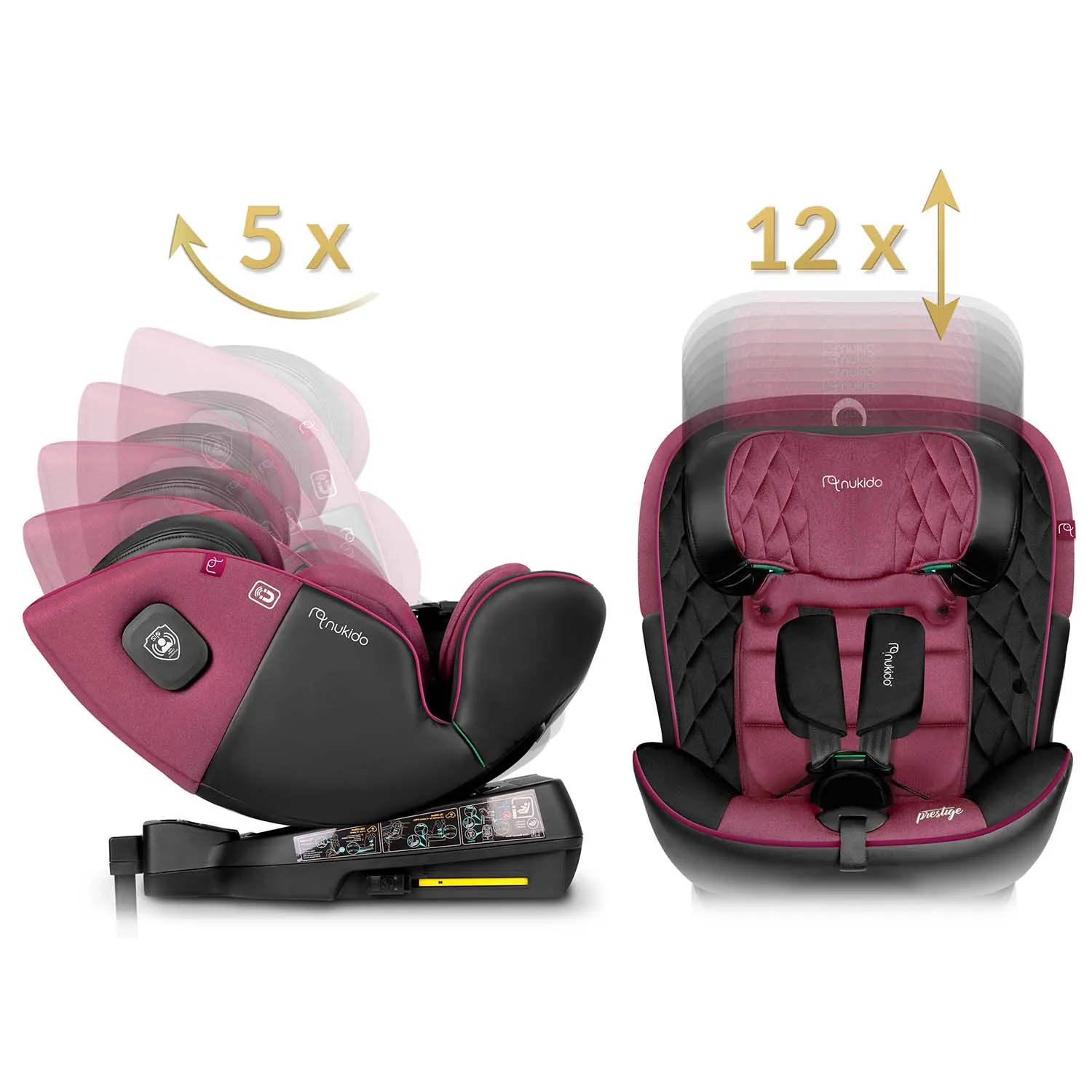 nukido prestige line crna i roza autosjedalica 0-36 kg isofix - slika 9