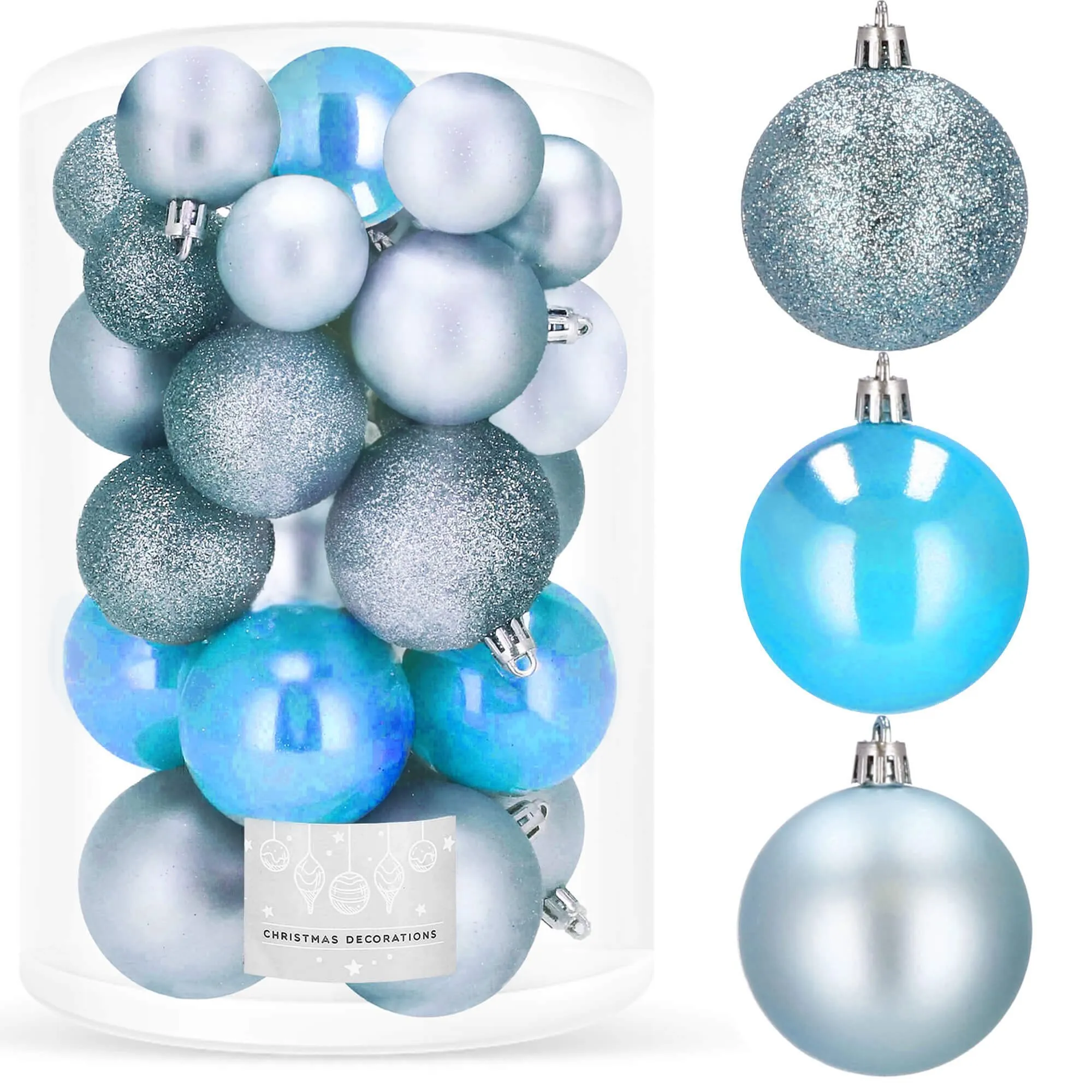 božićne kuglice 4 / 5 / 6 cm – set 30 komada svijetloplava - slika 3