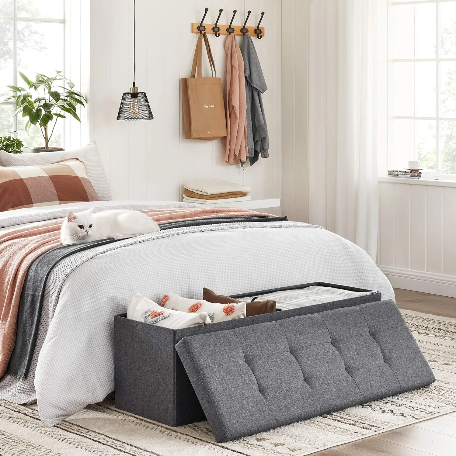 tabure 110 x 38 x 38 cm, tamno sivi - lsf77k - slika 9