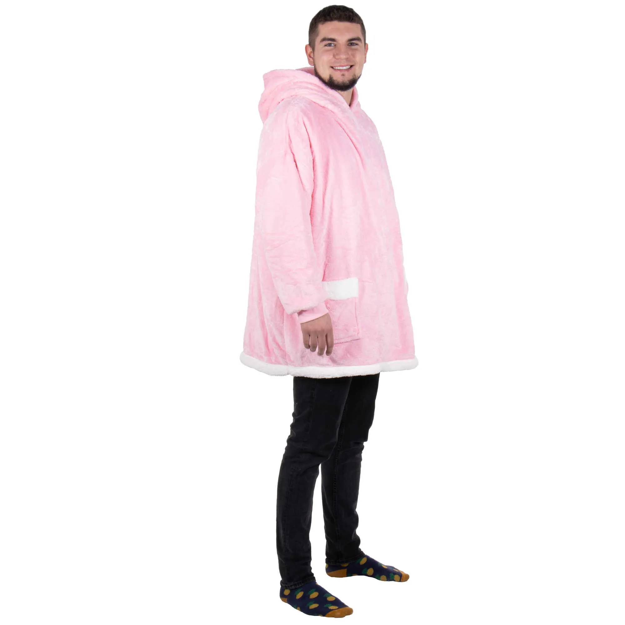 oversized deka s kapuljačom roza - slika 5