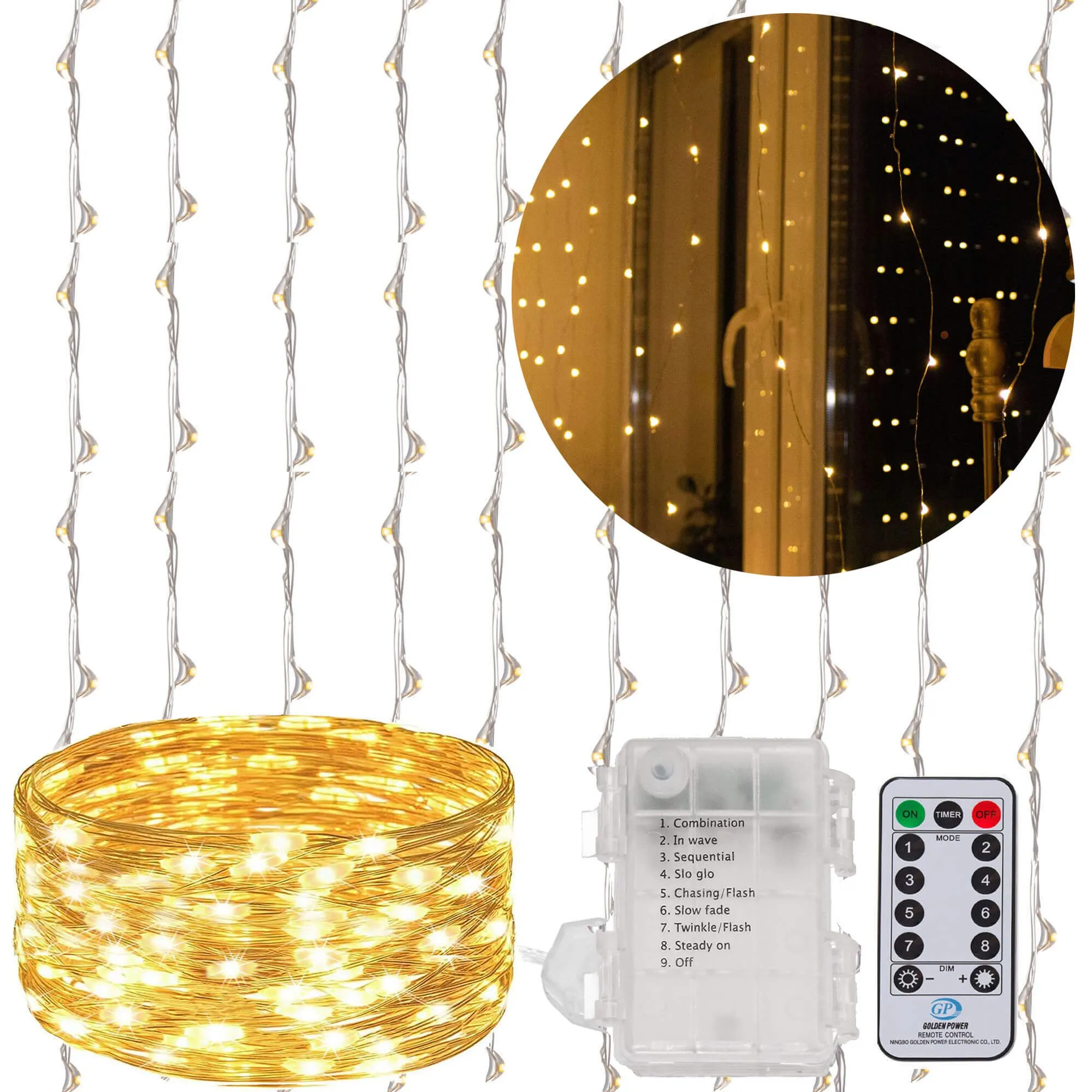 led svjetlosna zavjesa – 300 lampica, toplo bijela - slika 4