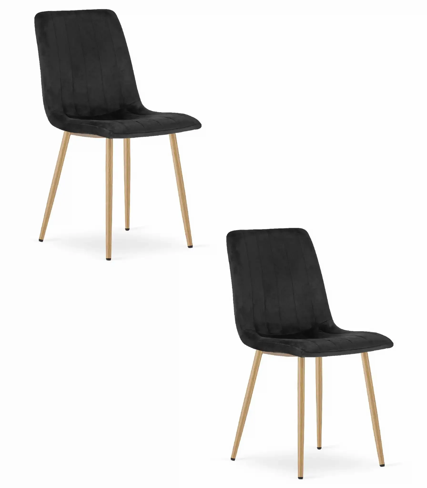 lava set stolica - crni baršun / noge u boji drveta x 2 - slika 2