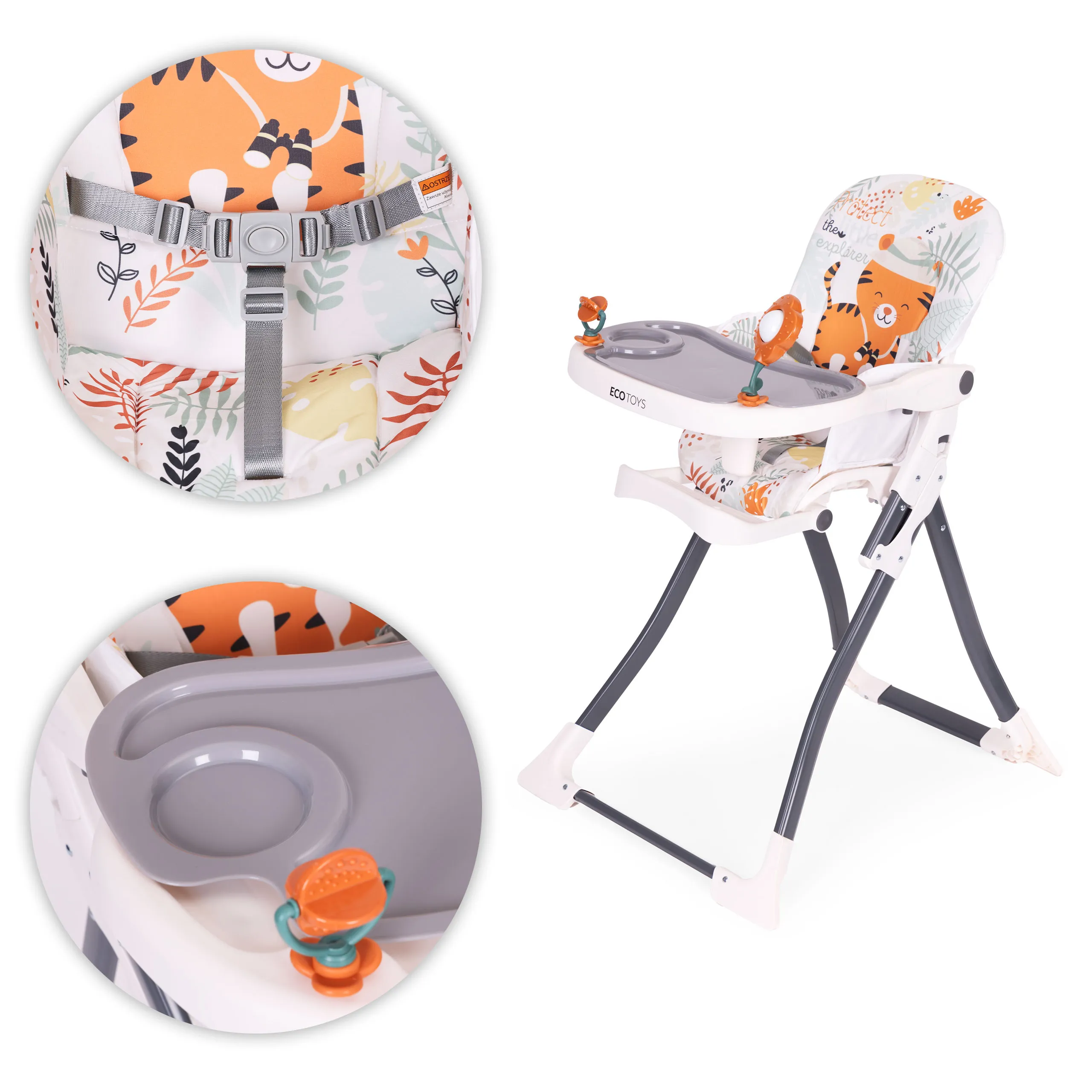 ecotoys sklopiva hranilica za bebe s igračkama, bijela - slika 7