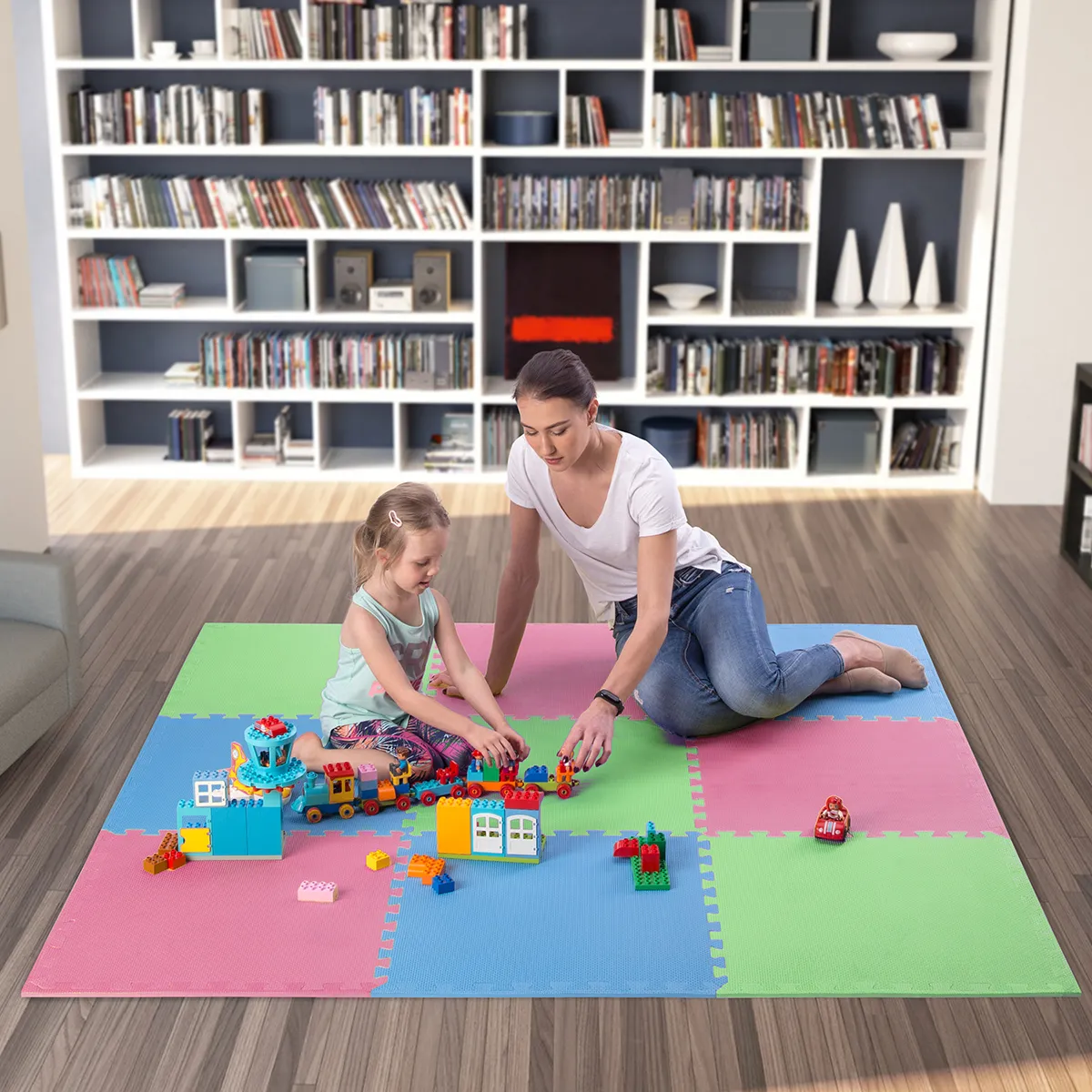 set od 9 zaštitnih podloga u obliku slagalice za teretanu 60x60x1,0 cm šarena - slika 7