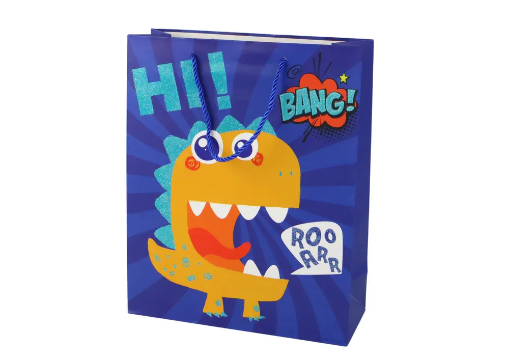 papirnata poklon vrećica dinosaur plavi - slika 2