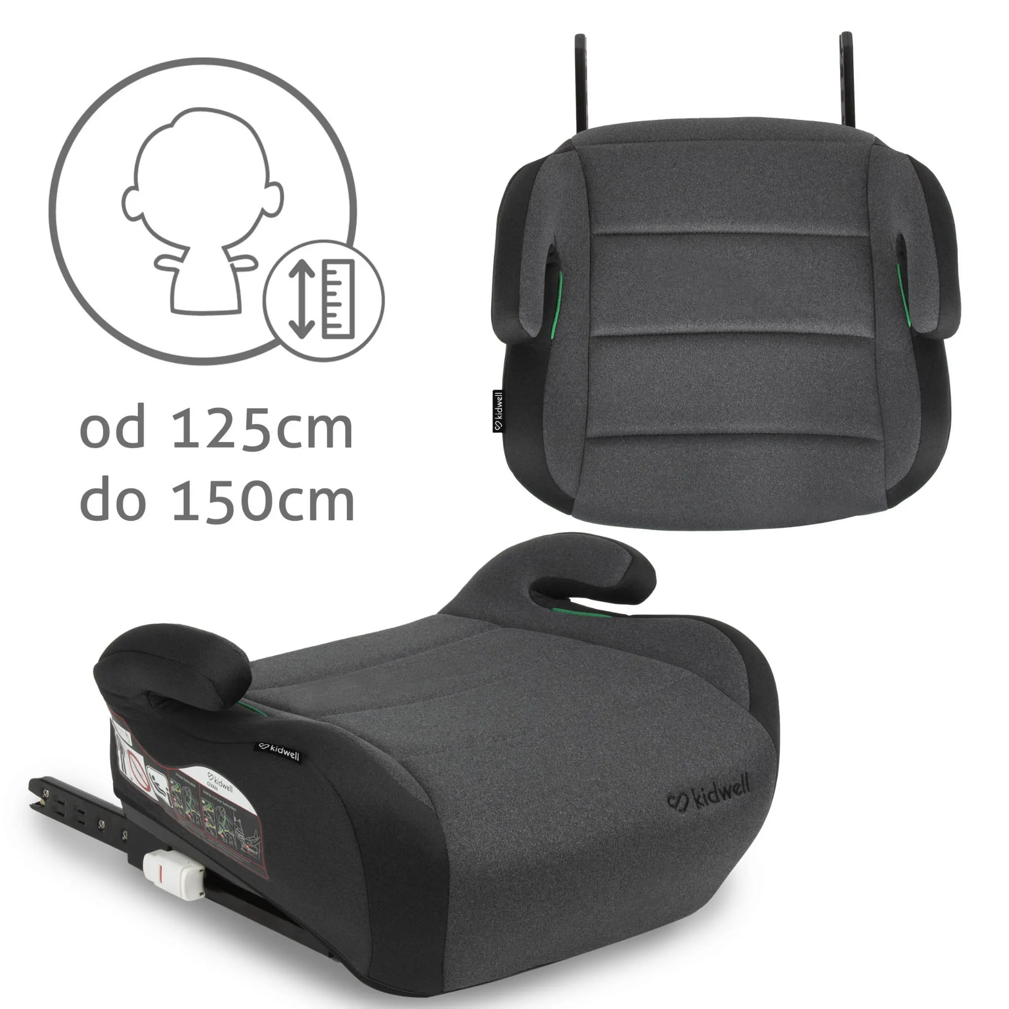 kidwell autosjedalica booster ovan, crno siva - slika 9