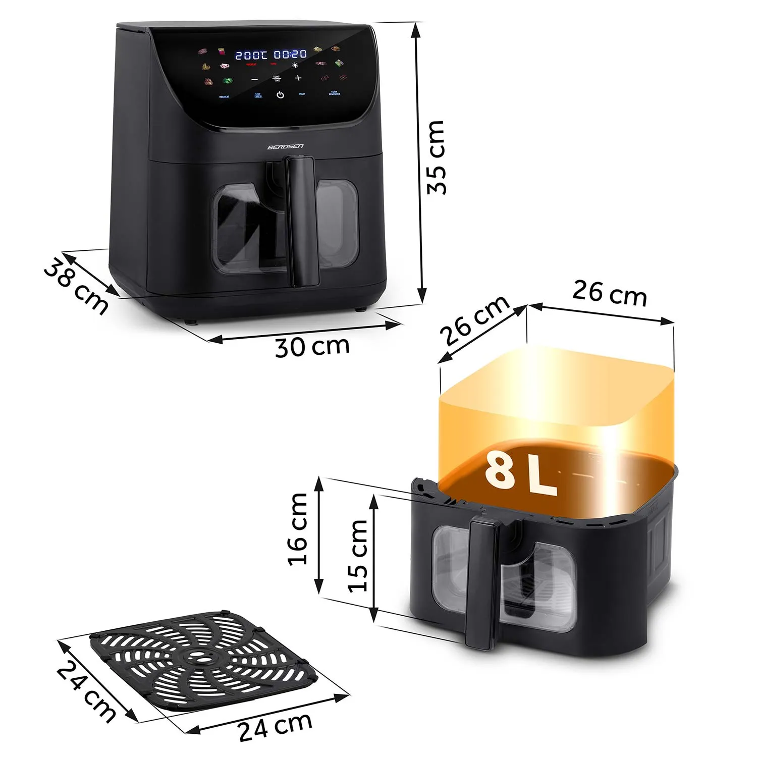 berdsen friteza na vrući zrak 1700 w, 8 l, crna - slika 5