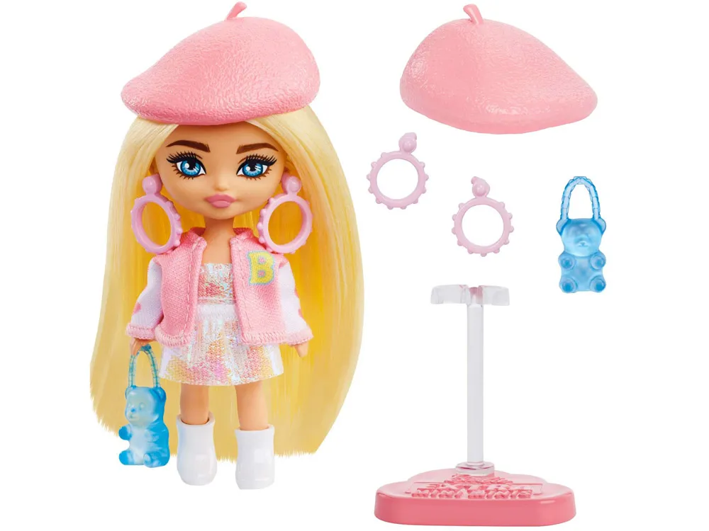 barbie extra mini minis modna lutka u beretki - slika 3