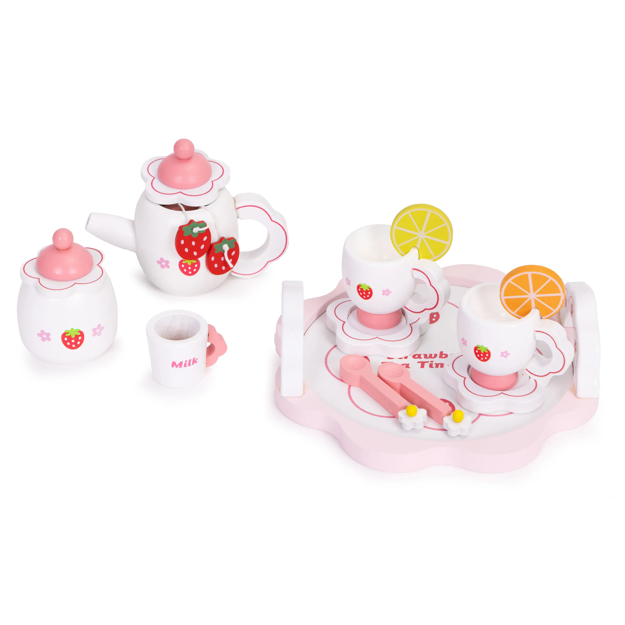 ecotoys drveni set za čaj s čajnikom i šalicama, 14 dijelova - slika 6