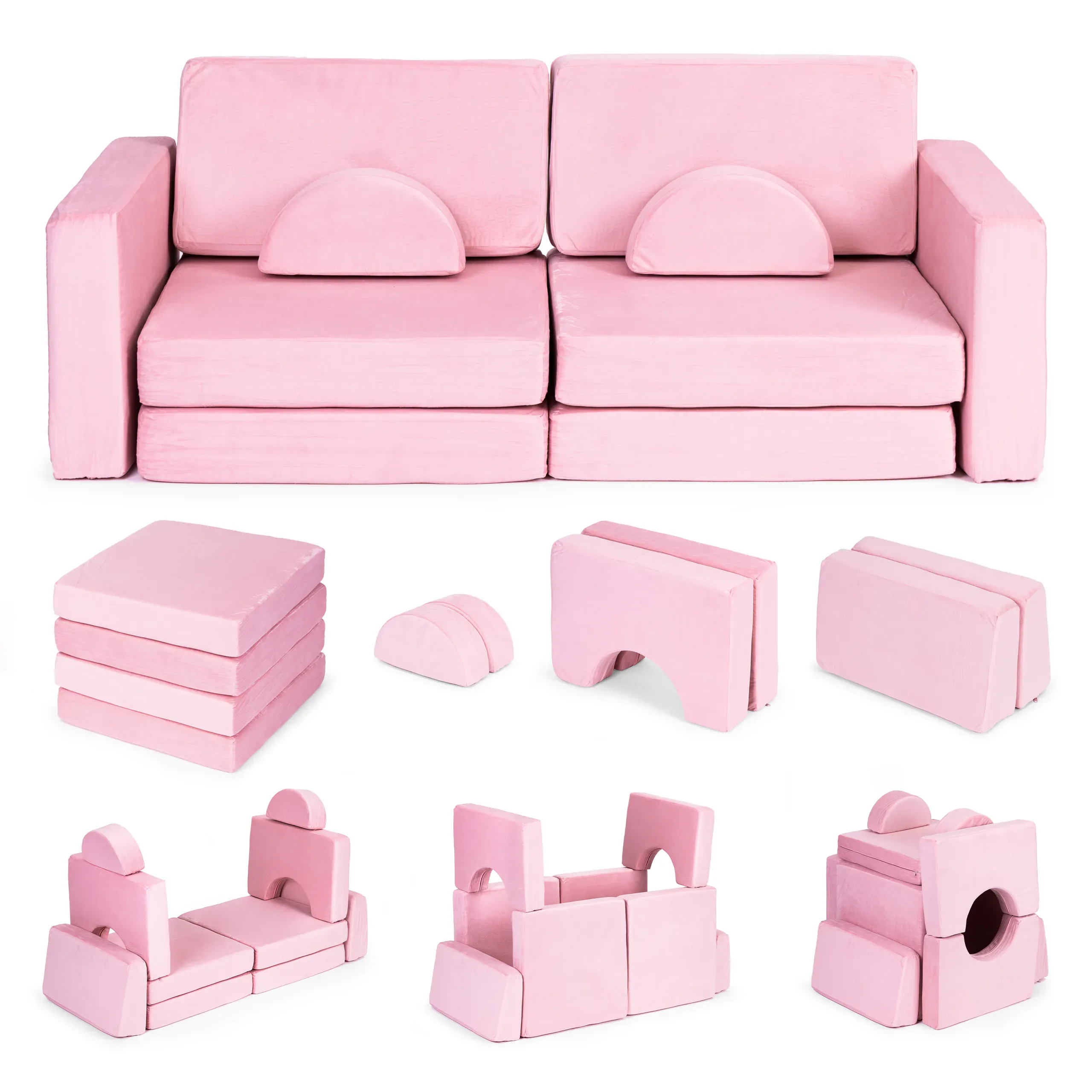 ecotoys diy modularna fotelja sa 10 jastuka - pink - slika 1
