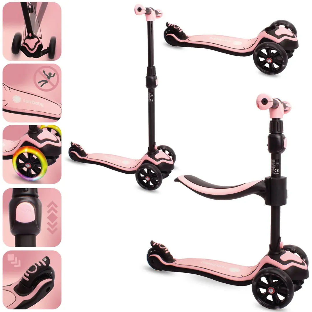 sun baby 3u1 dječji romobil flash roza - slika 2