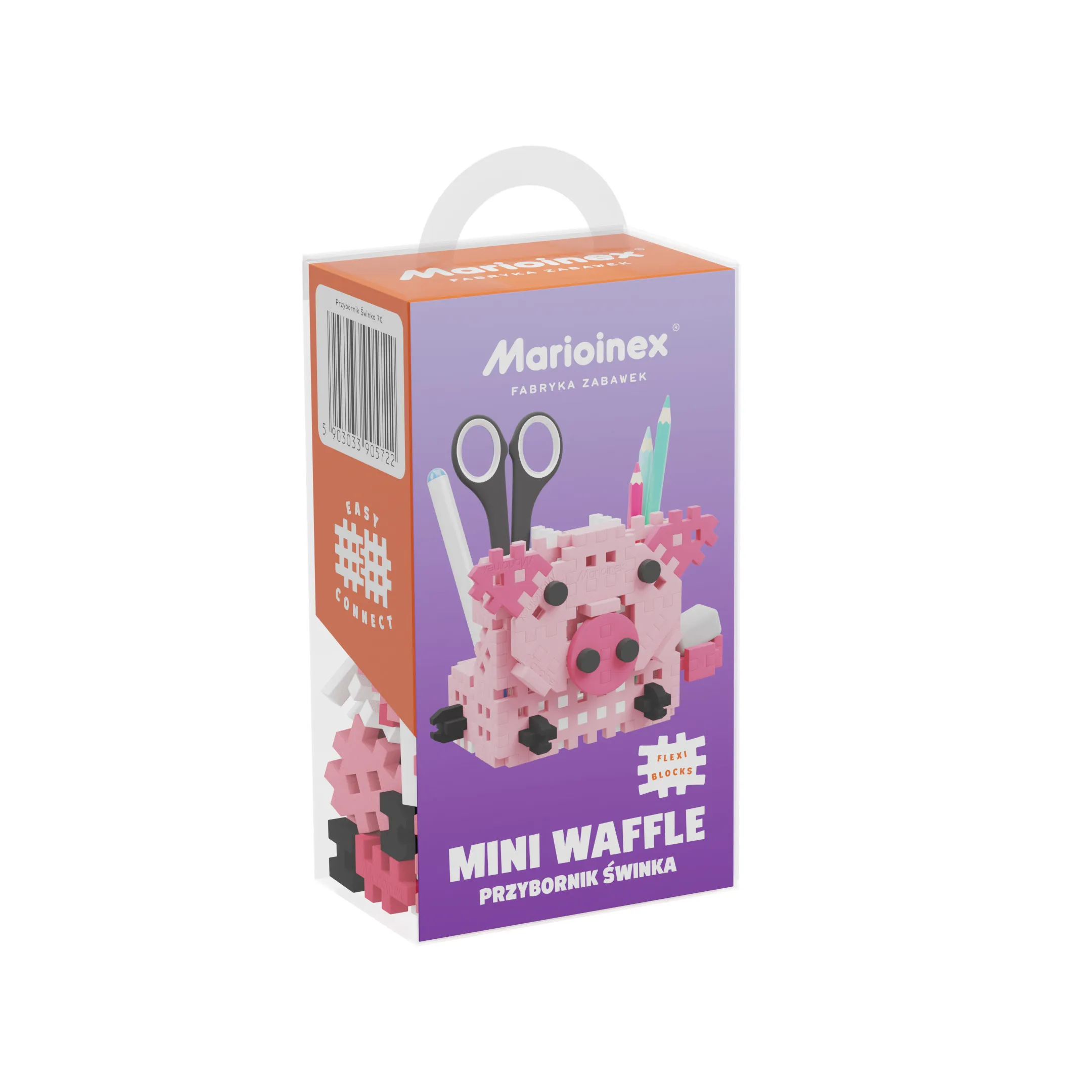 marioinex set mini waffle kockica stalak za olovke prase 70kom. - slika 3