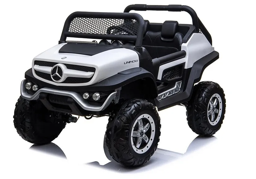 mercedes unimog - automobil na akumulator, bijeli 4x4 - slika 4
