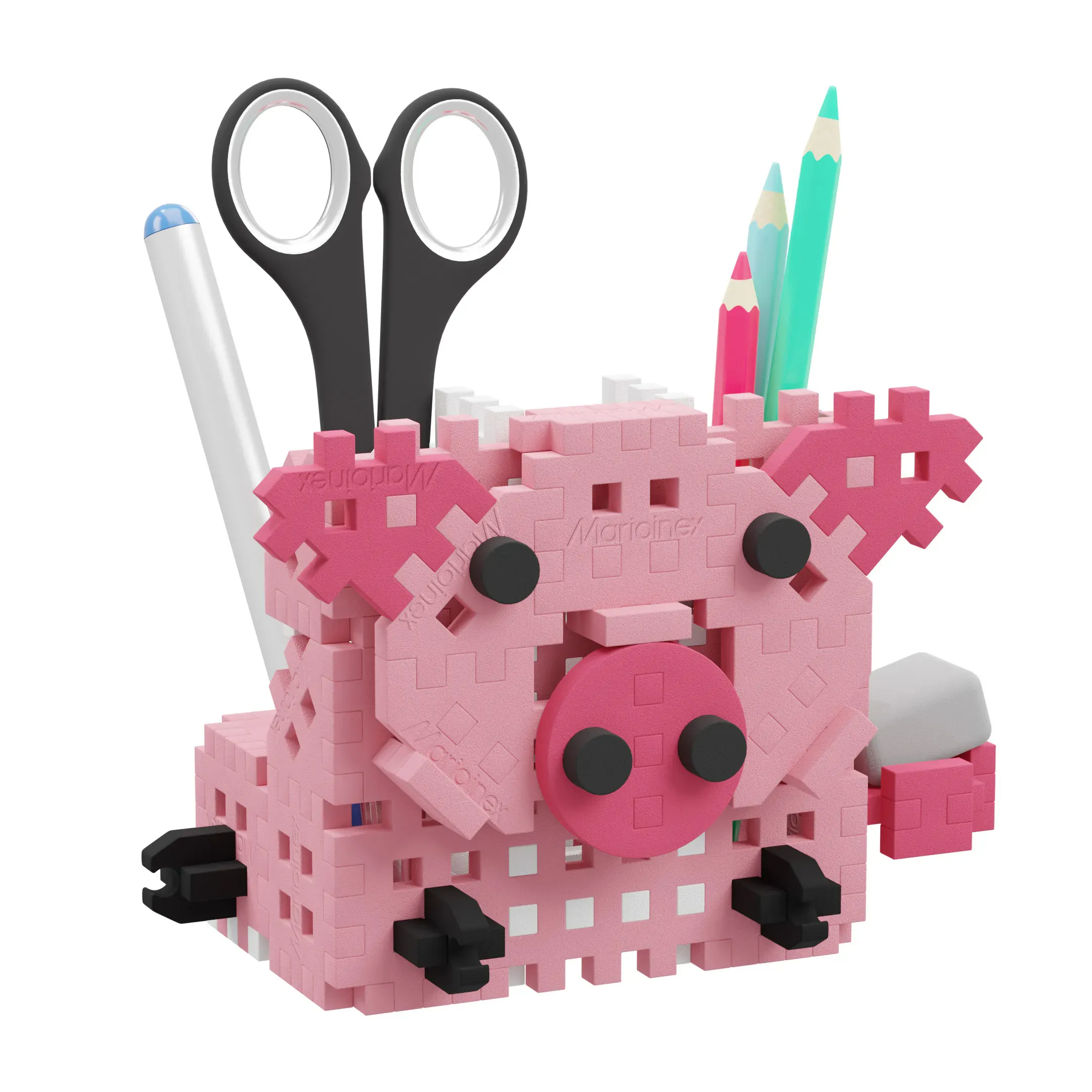 marioinex set mini waffle kockica stalak za olovke prase 70kom. - slika 2