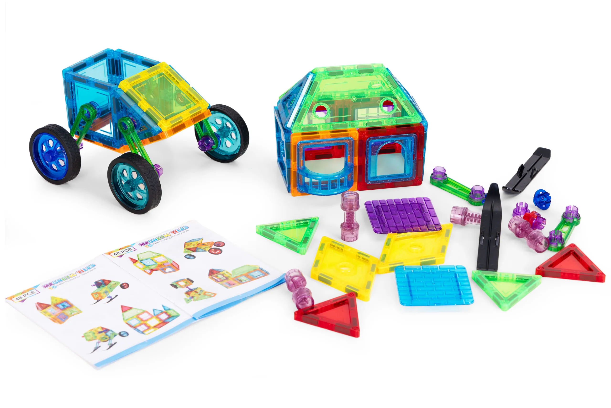 set magnetskih građevnih kocki – kuća i automobil, 48 dijelova - slika 6