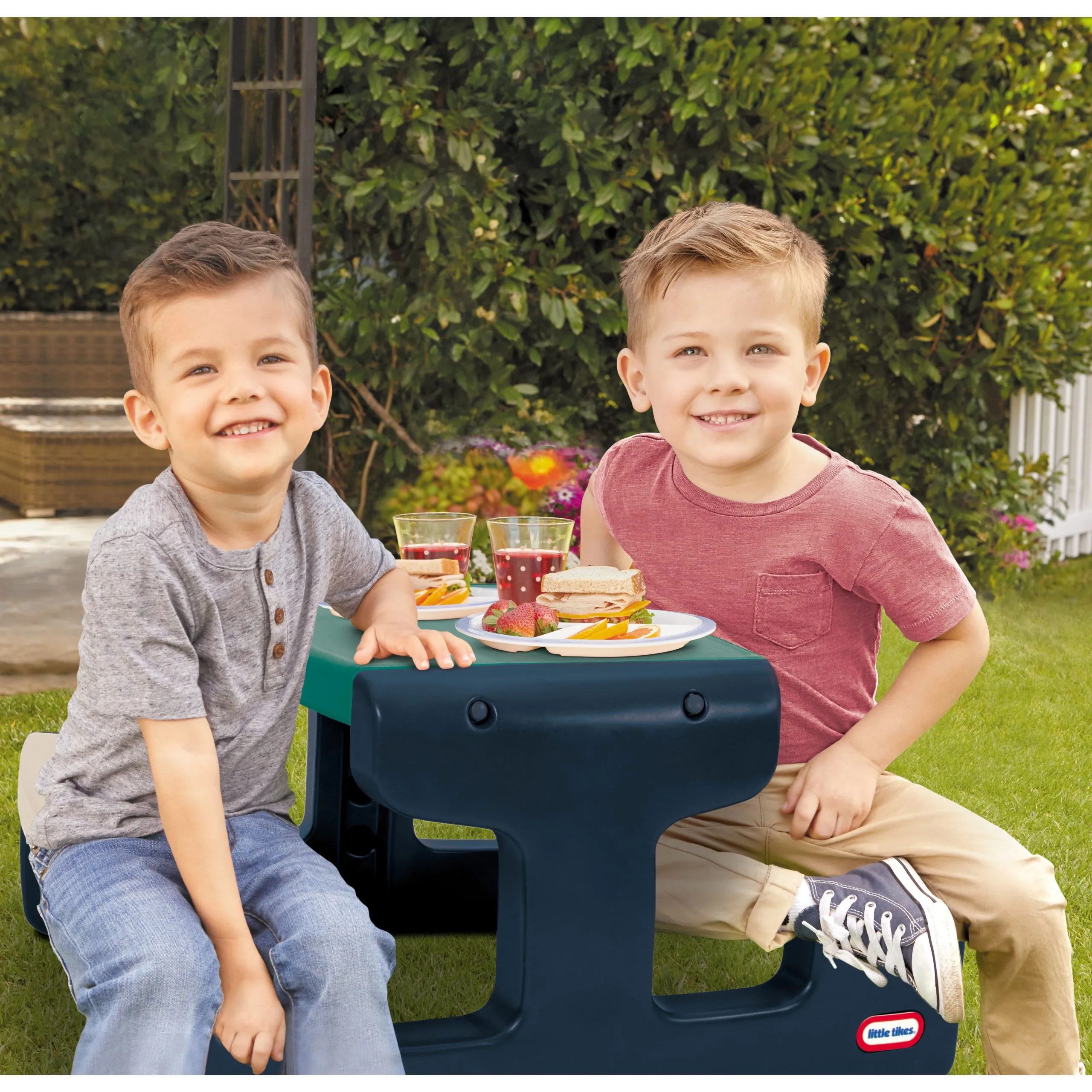 little tikes dječji piknik stol – plavo-zeleni, za vrt - slika 5