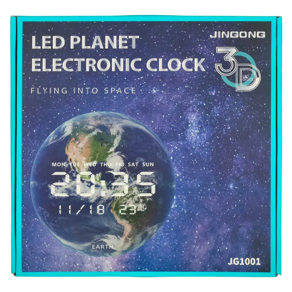 zidni sat sa led ekranom - planet zemlja, 32 cm, naranđasti - slika 9