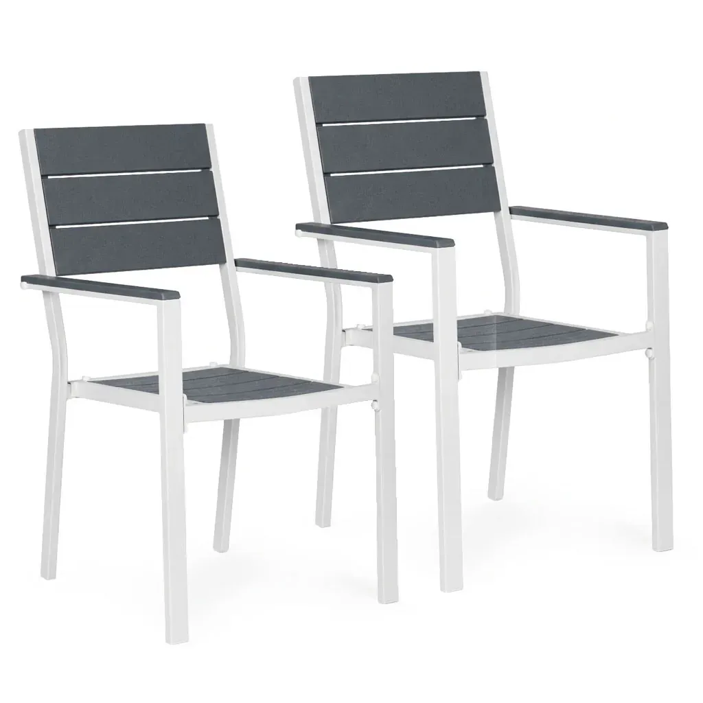 MultiGarden Set od 2 vrtne stolice za terasu ili balkon, HDPE i čelik, sivo-bijele - Pribislavec