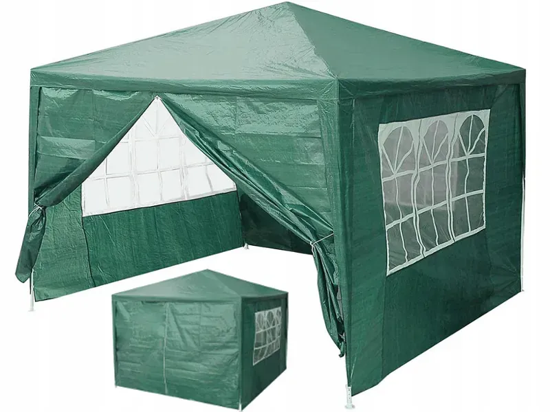 multigarden komercijalni vrtni paviljon šator – 3 × 3 m, 4 zida, zeleni - slika 2