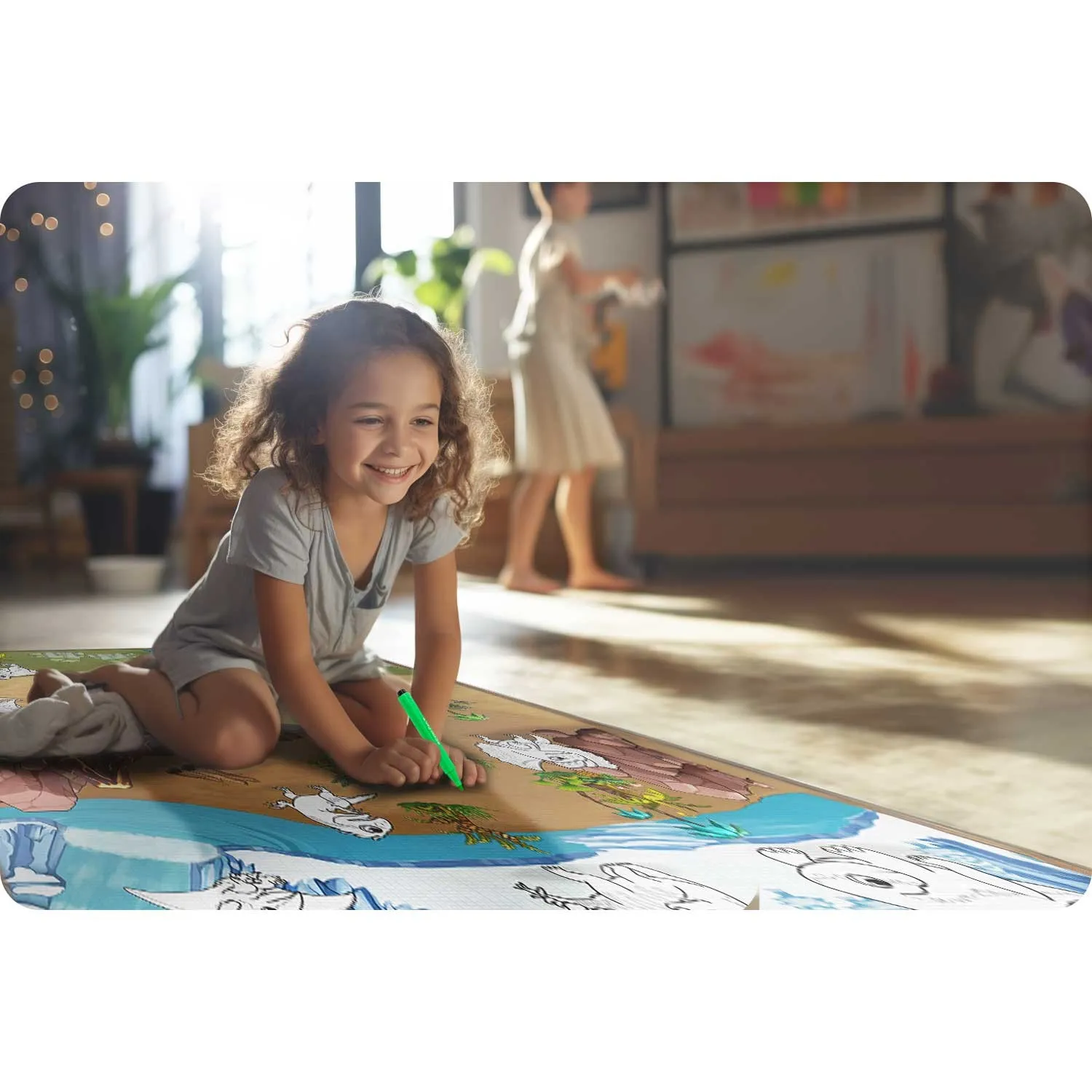 ricokids model rk-344 xxl podloga za bojanje + flomasteri gratis 120 x 90 x 0,3 cm, dinosaur - slika 9