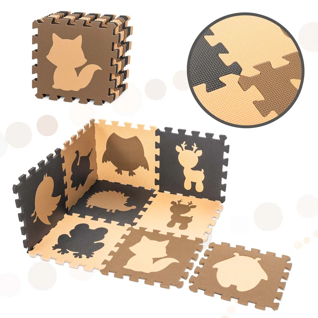 pjenasta puzzle podloga za igru 9kom. smeđe životinje 85x85x1cm - slika 9