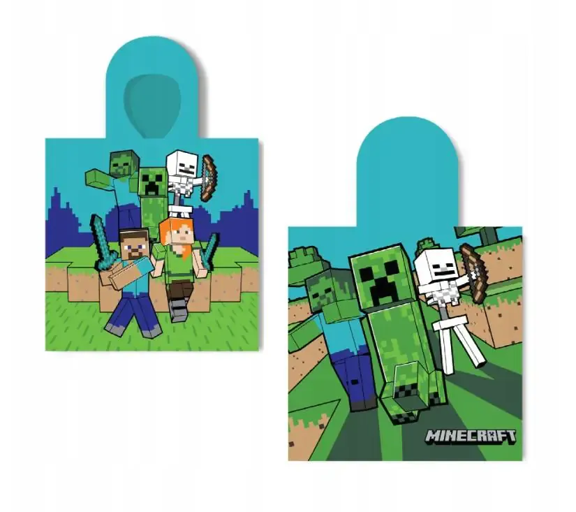 pamučni pončo ručnik za djecu minecraft 55x110cm - slika 2