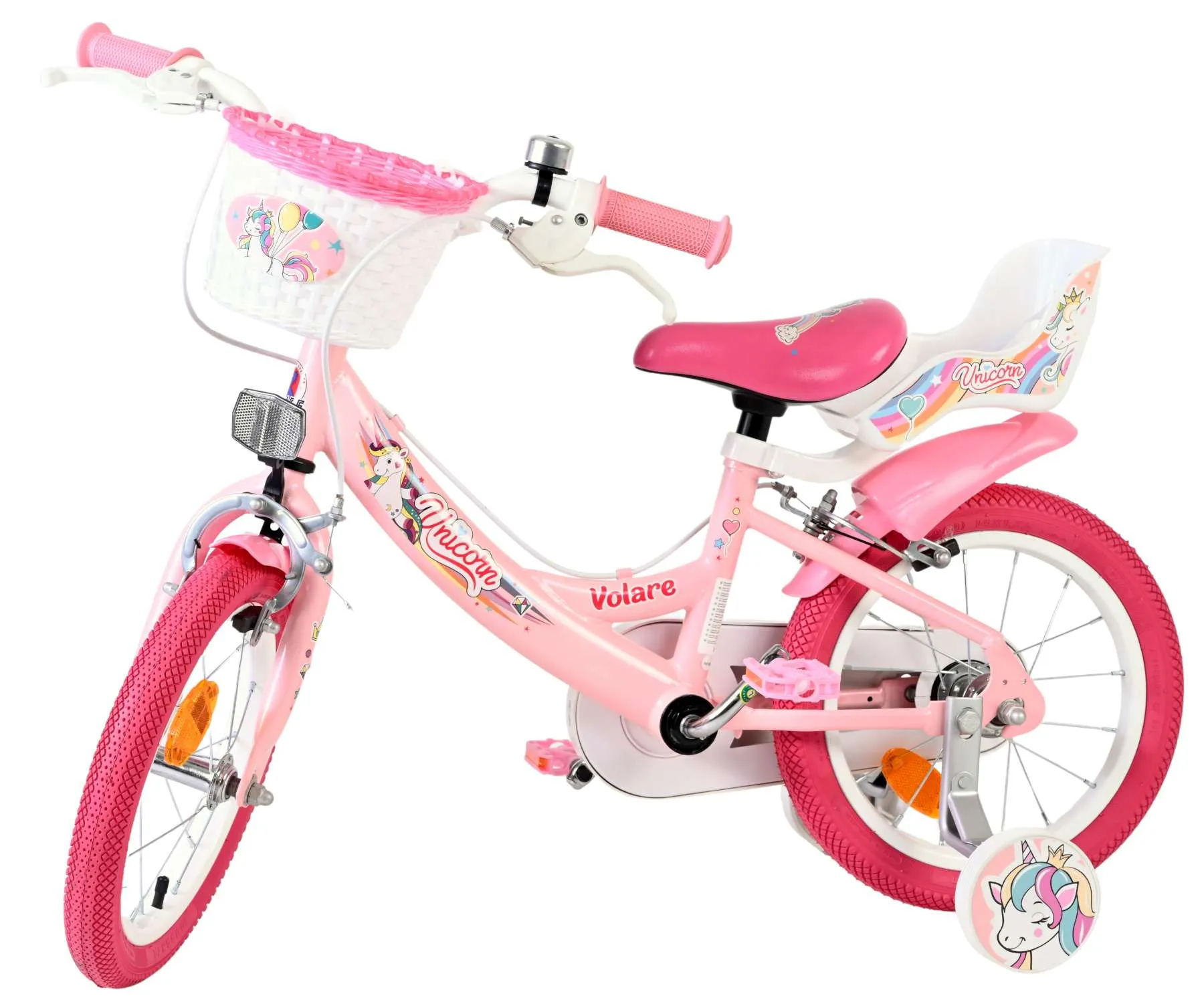 volare dječji bicikl unicorn 14″ ružičaste boje, s dvije ručne kočnice - slika 9
