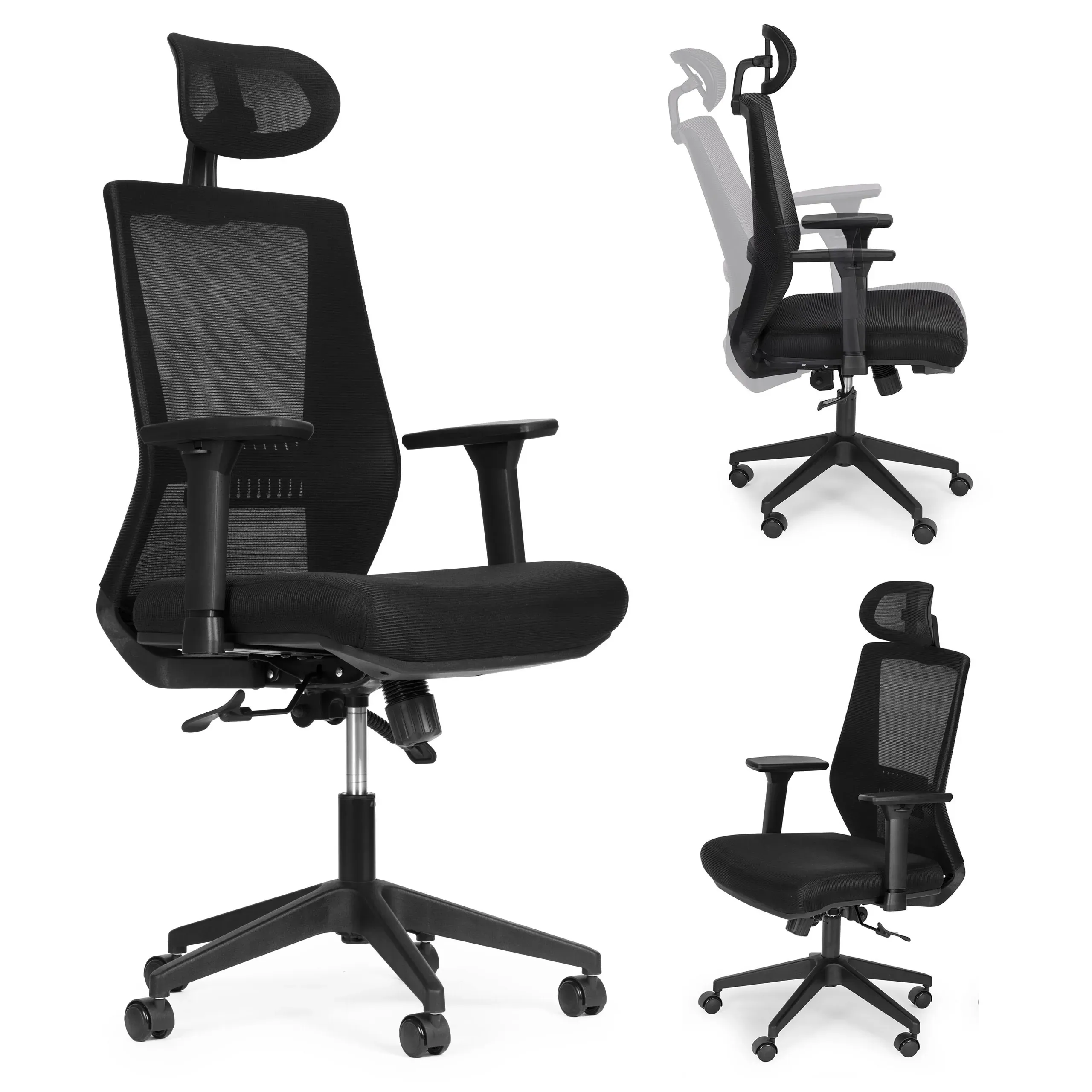 ModernHome ergonomska uredska stolica s okretnim mehanizmom i podesivom visinom – crna - Pribislavec