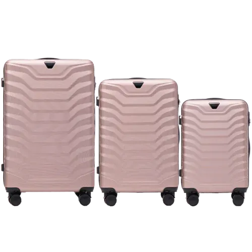 wings set od tri kofera od abs materijala veličine v m s rozo zlatni - slika 2