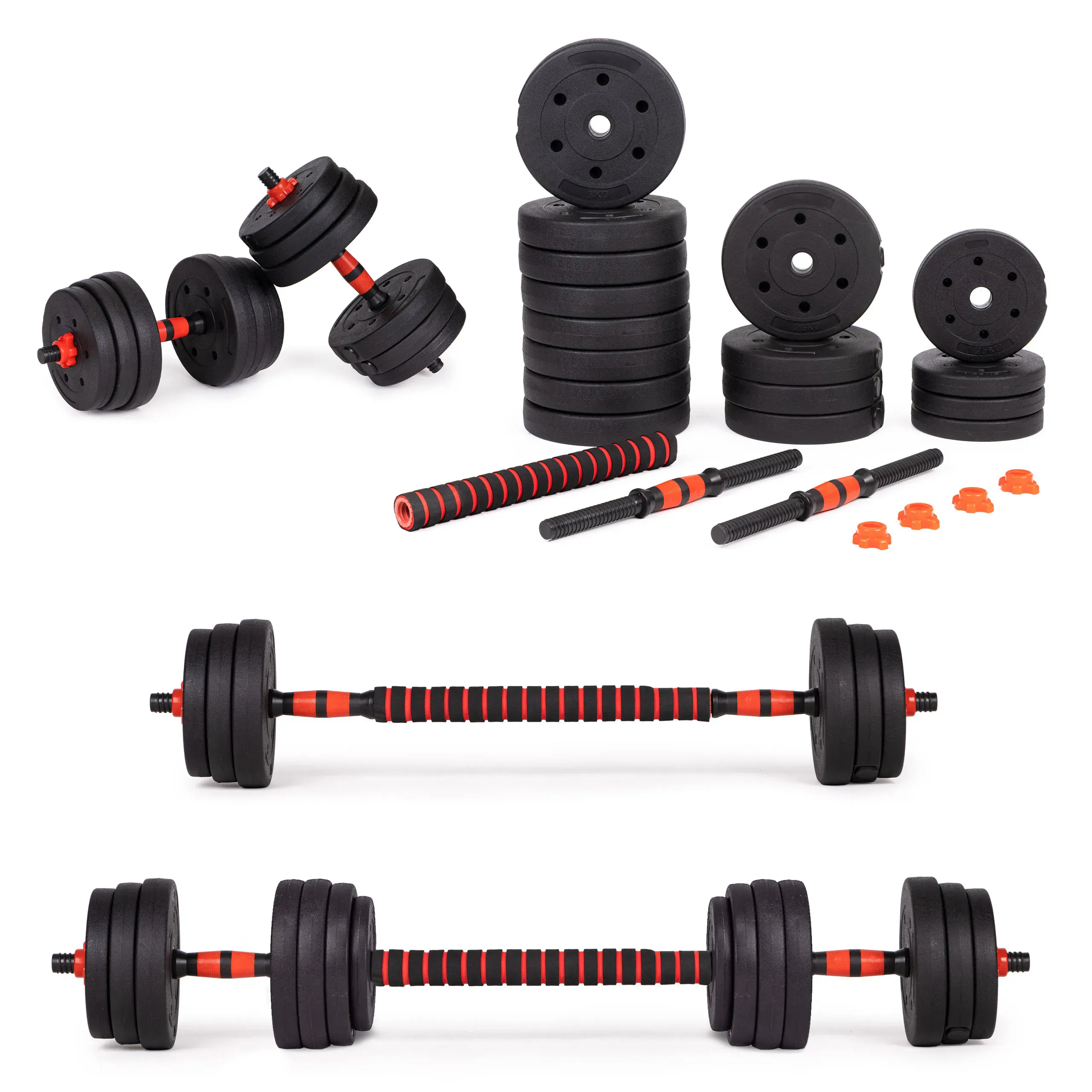 set podesivih utega 2x20kg crno-crveni - slika 2