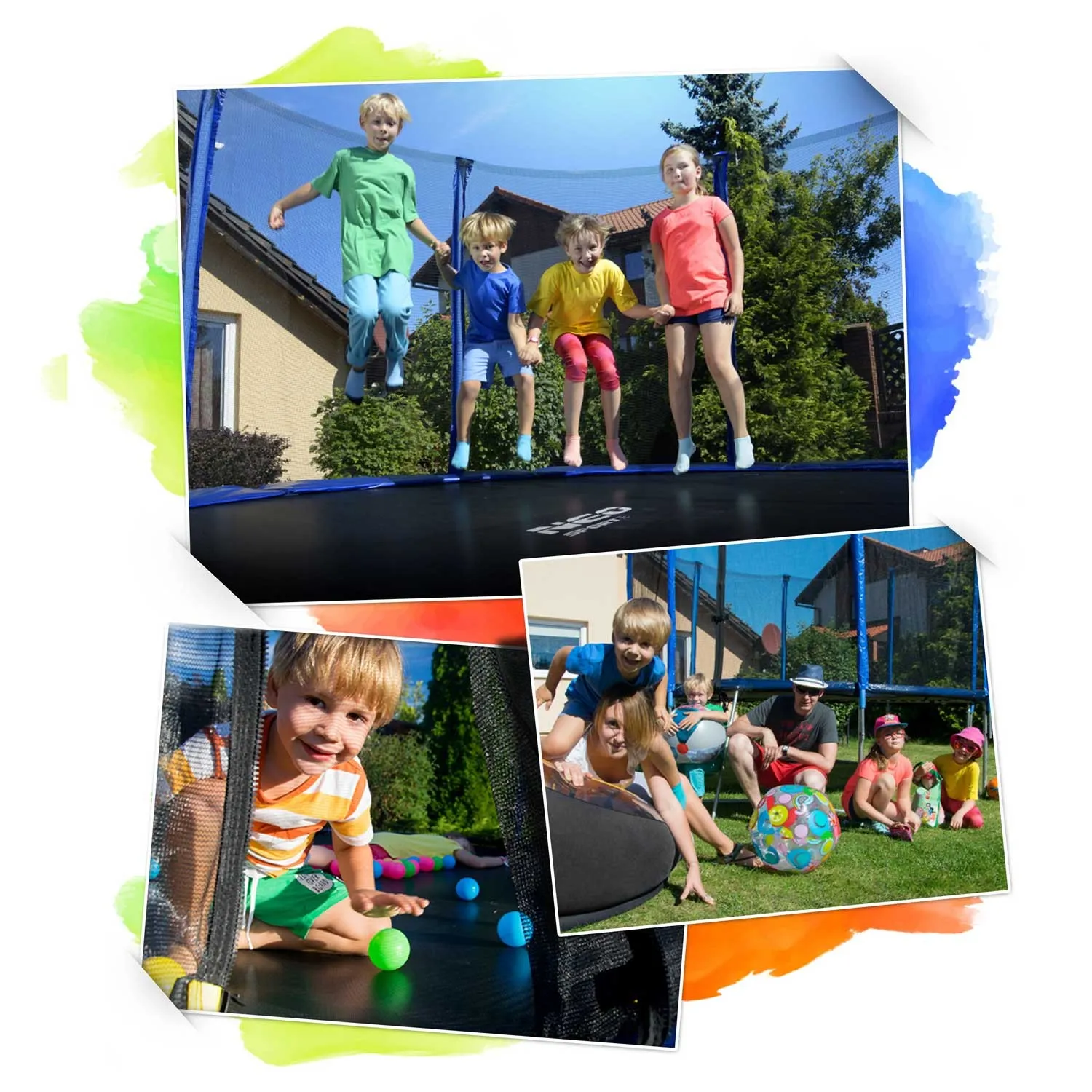 vrtni trampolin 8ft/252cm s vanjskom mrežom i neo-sportskim ljestvama - slika 5
