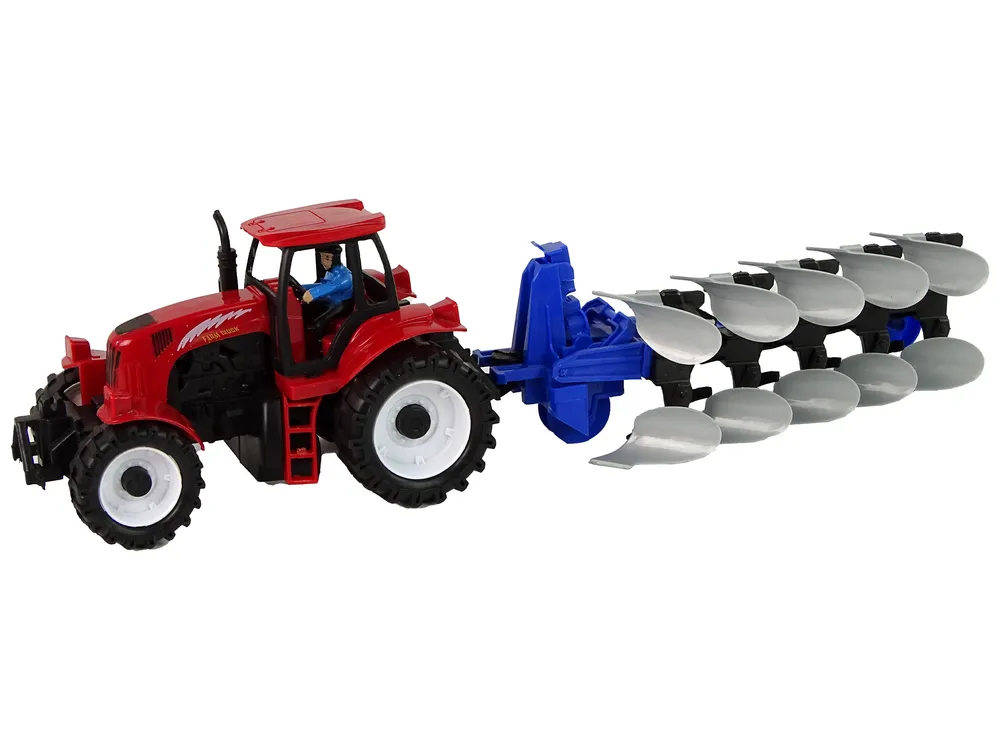 traktor s plugom crveno-plavi - slika 3
