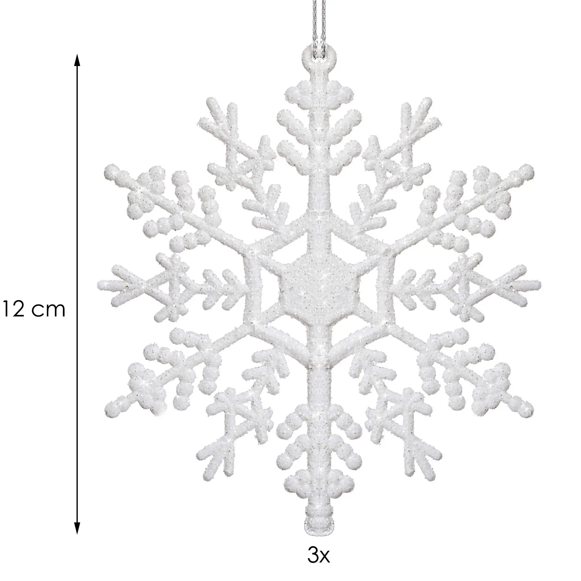 ukrasi za božićno drvce 12 cm 3 kom. bijela - slika 2