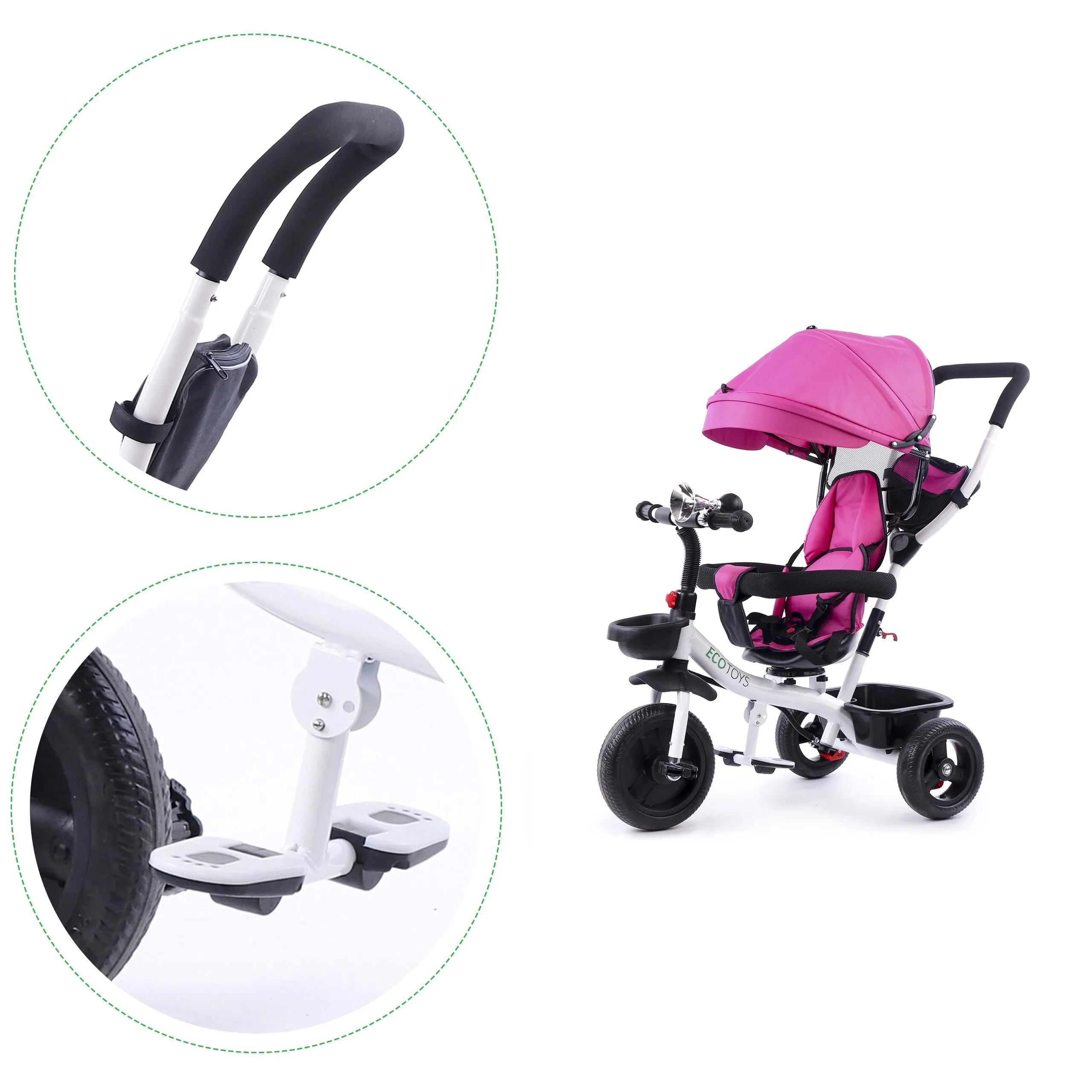 ecotoys dječji tricikl rozi - slika 8