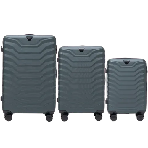paun, set od 3 abs+ kofera (v, m, s) wings, tamnozelena - slika 2