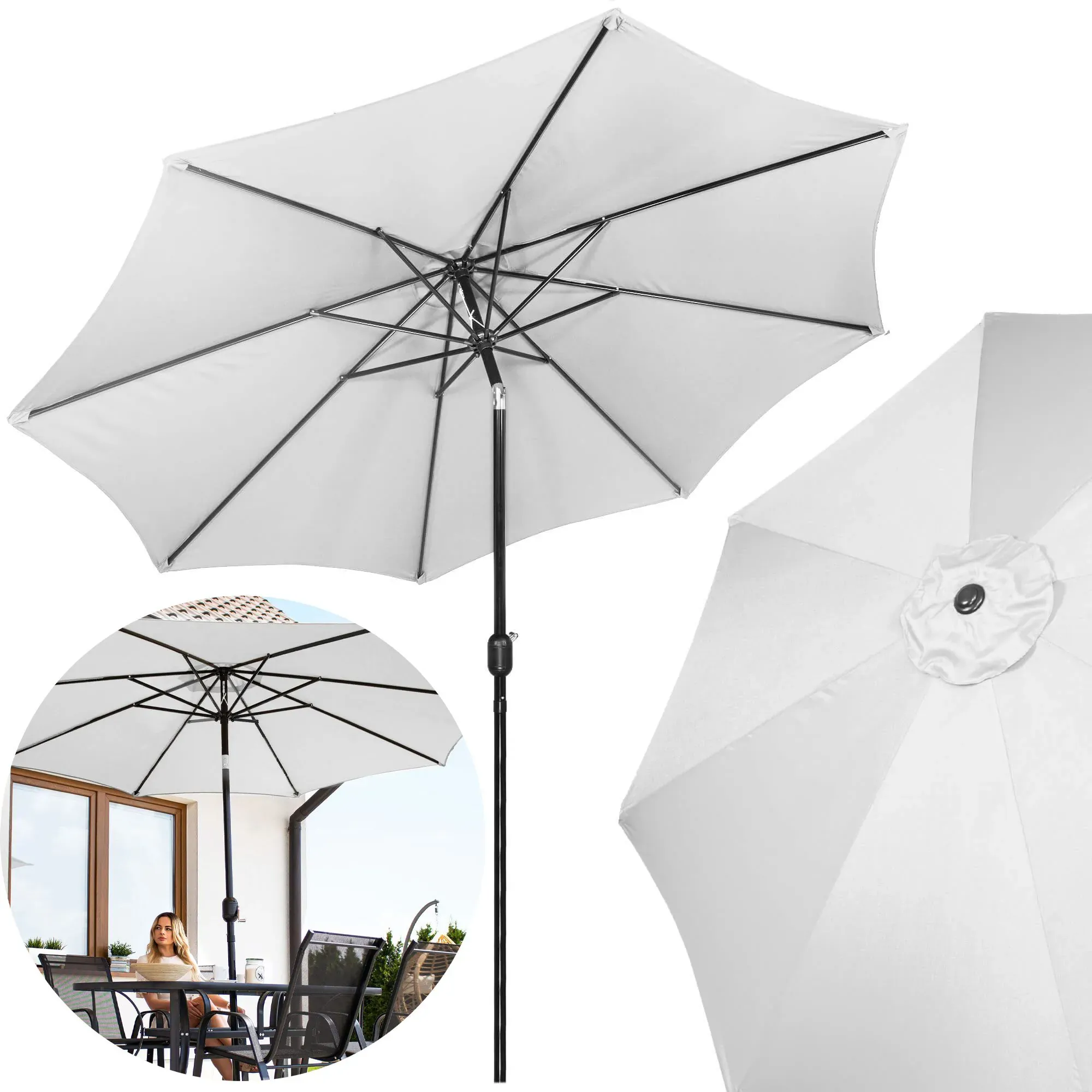 vrtni suncobran 300 cm svijetlo sivi - slika 3